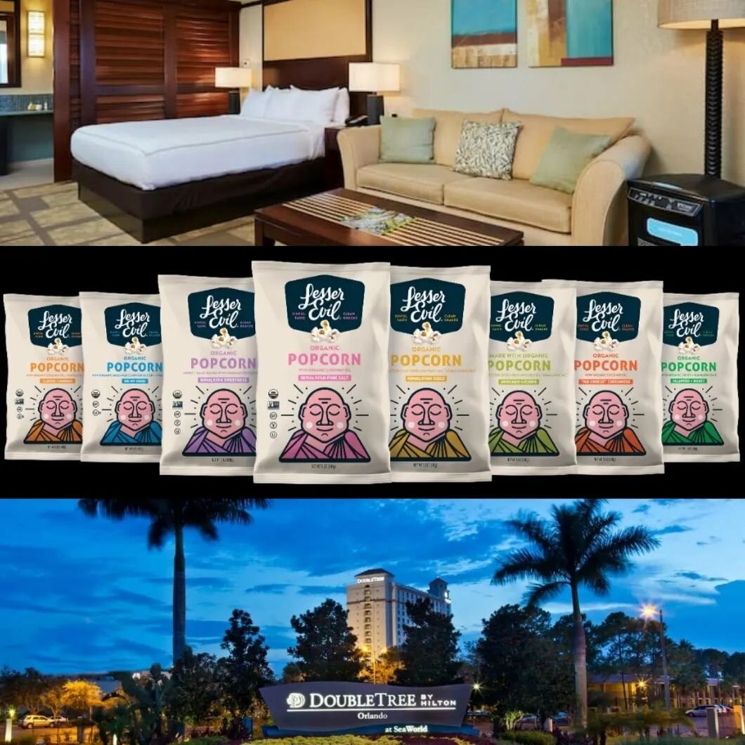 Shout-out to our new clients over at @lesserevilsnacks ! It was a pleasure collaborating with you on your event in Orlando. Hope you all enjoyed the accomodations! For those of you who are Popcorn lovers...we reccomend you try their products! 

#snac