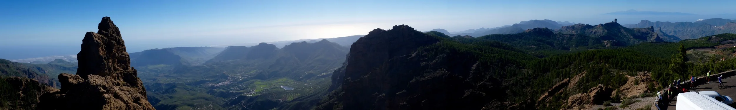 Panorama from the highest point of Gran Canaria. You can see Tenerife in the background in the upper right corner.