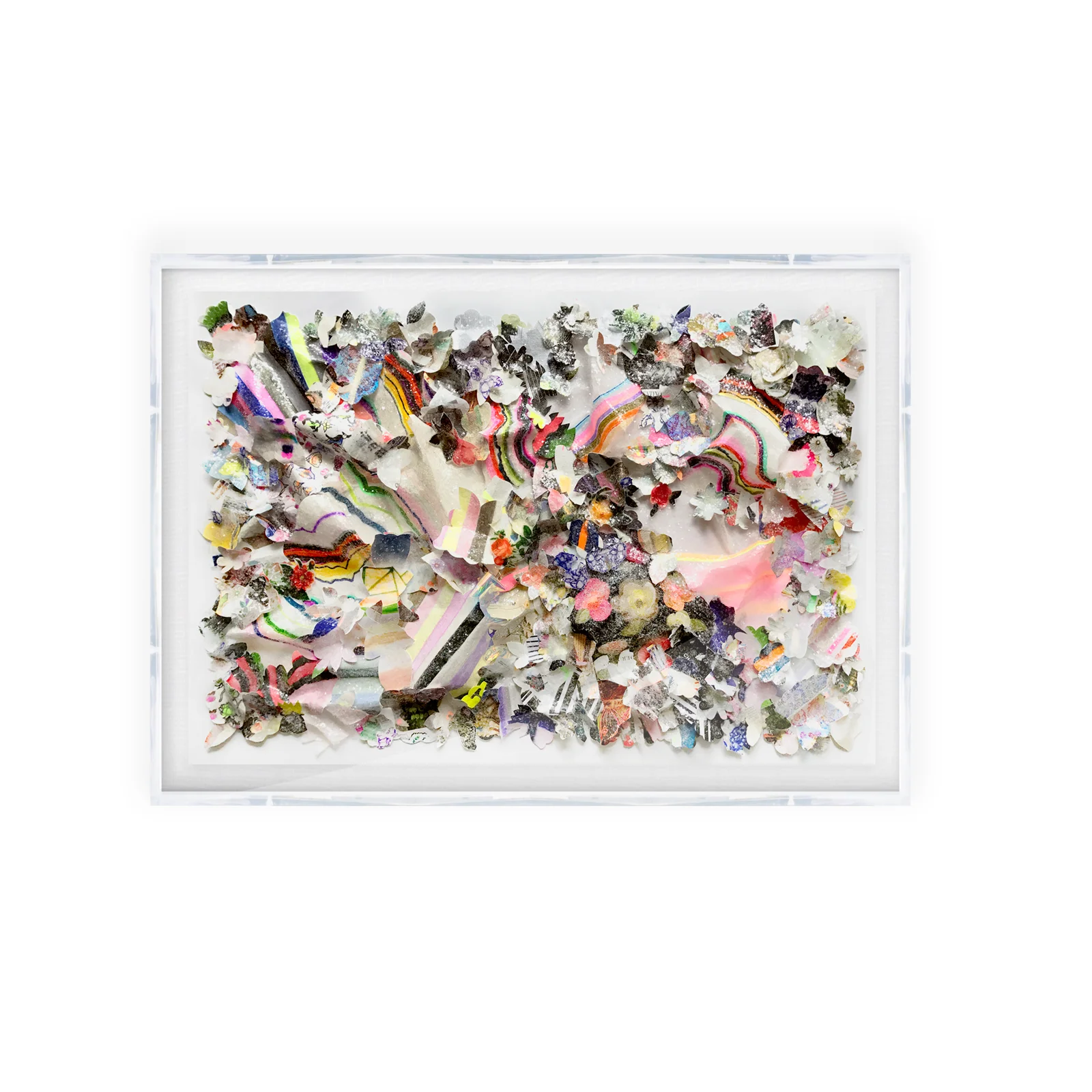 "WE SEE, WHAT WE SEE,"40X60, HAND-CUT, MIXED-MEDIA COLLAGE WITH GLASS CRYSTALS ON CANVAS.