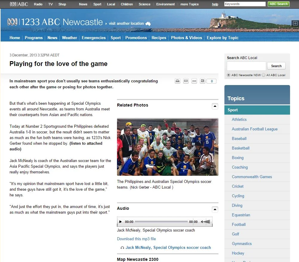 20131203 - Playing for the love of the game NEWS.JPG