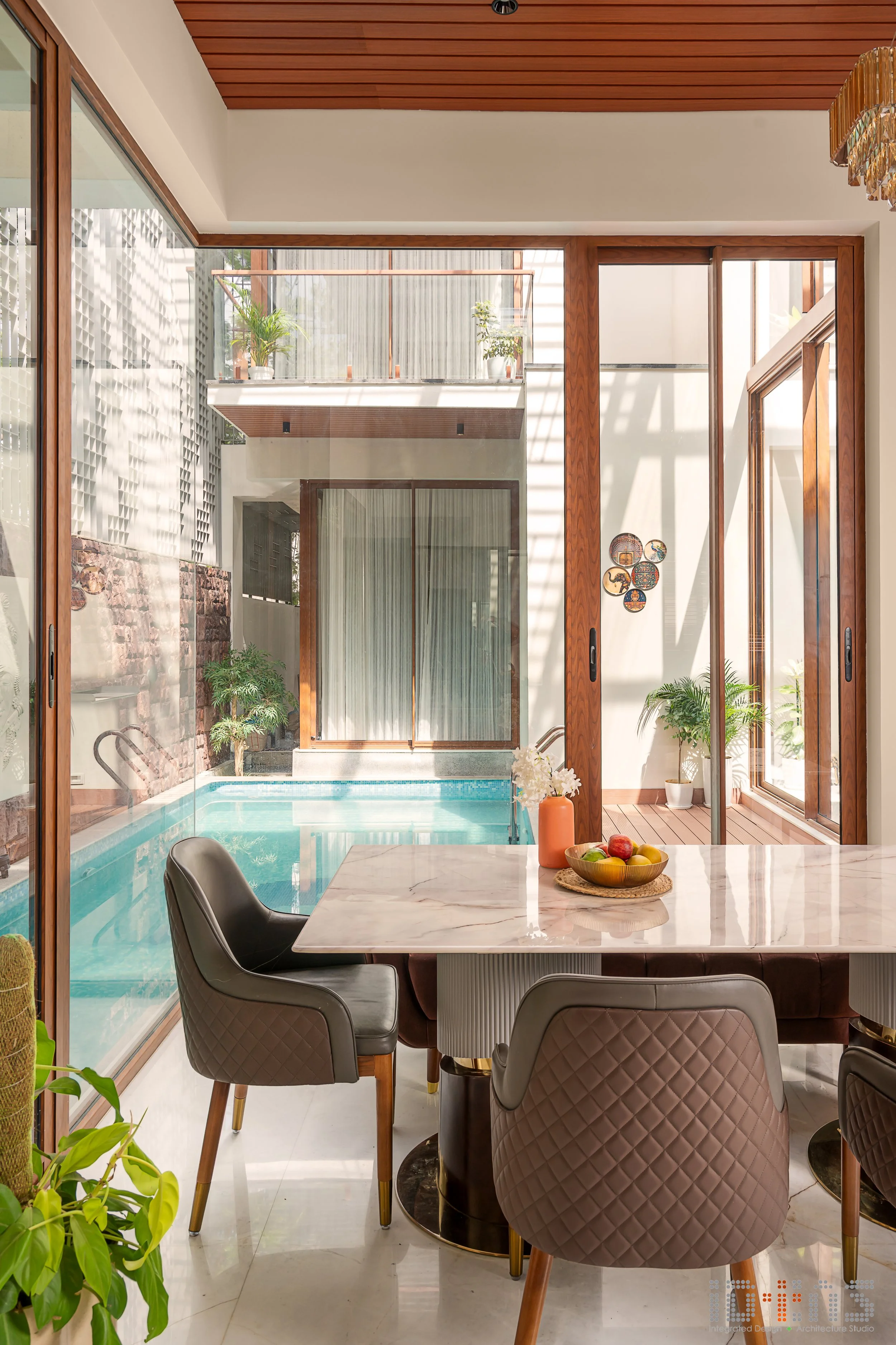 Dining table beside the pool