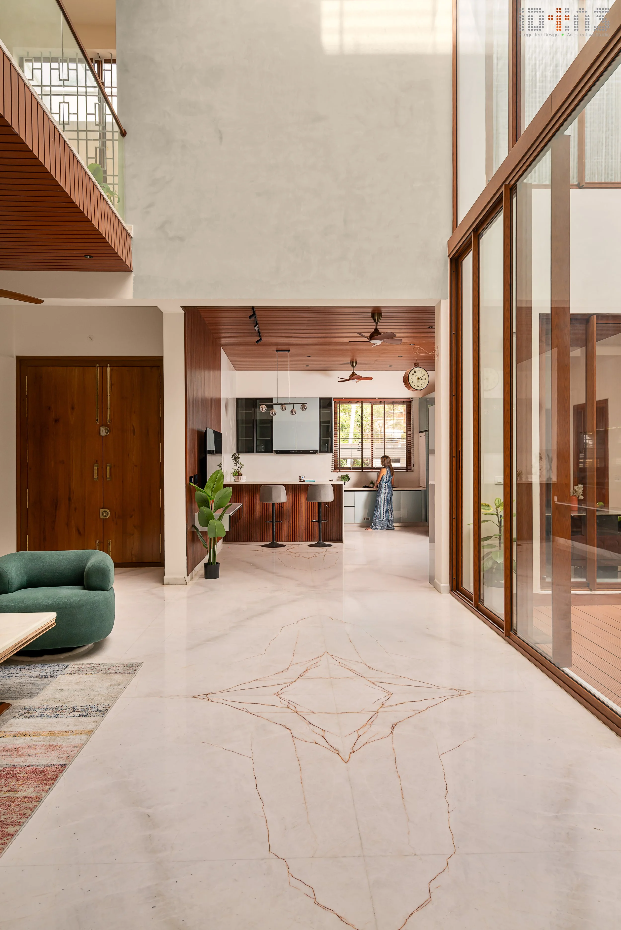 Marble-floored passage between rooms