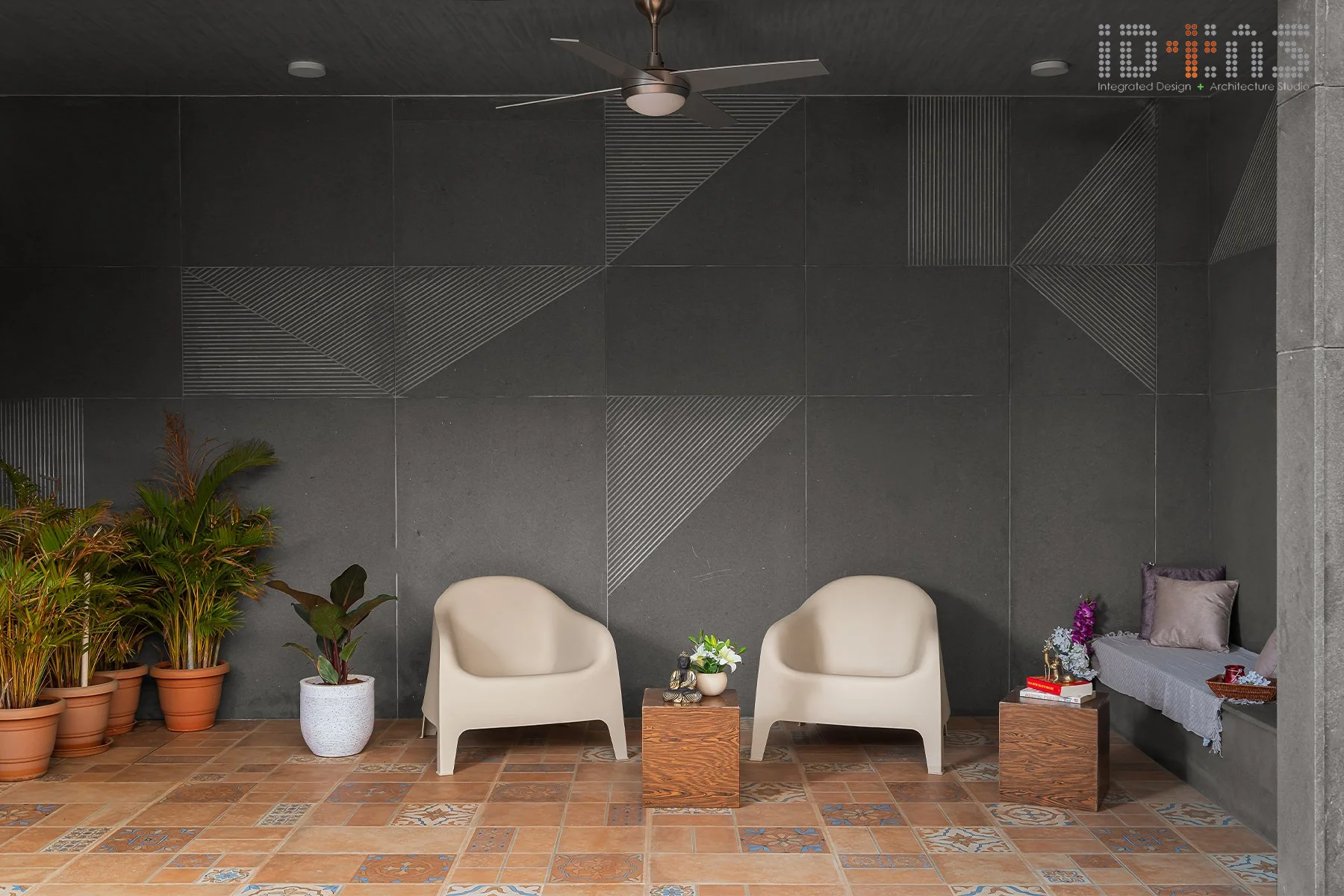 Balcony with chairs and planting