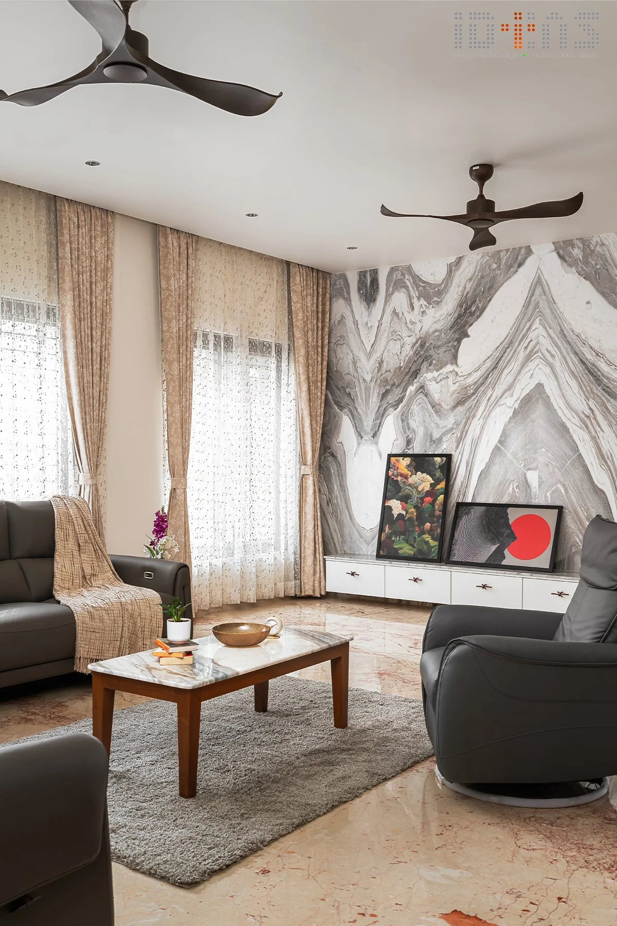 The living room, wide
