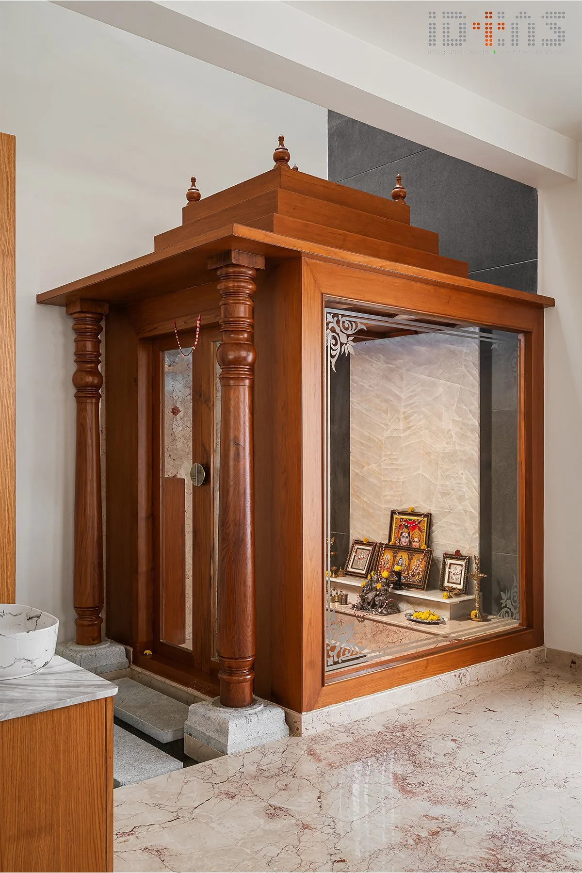 Teak pooja cabinet