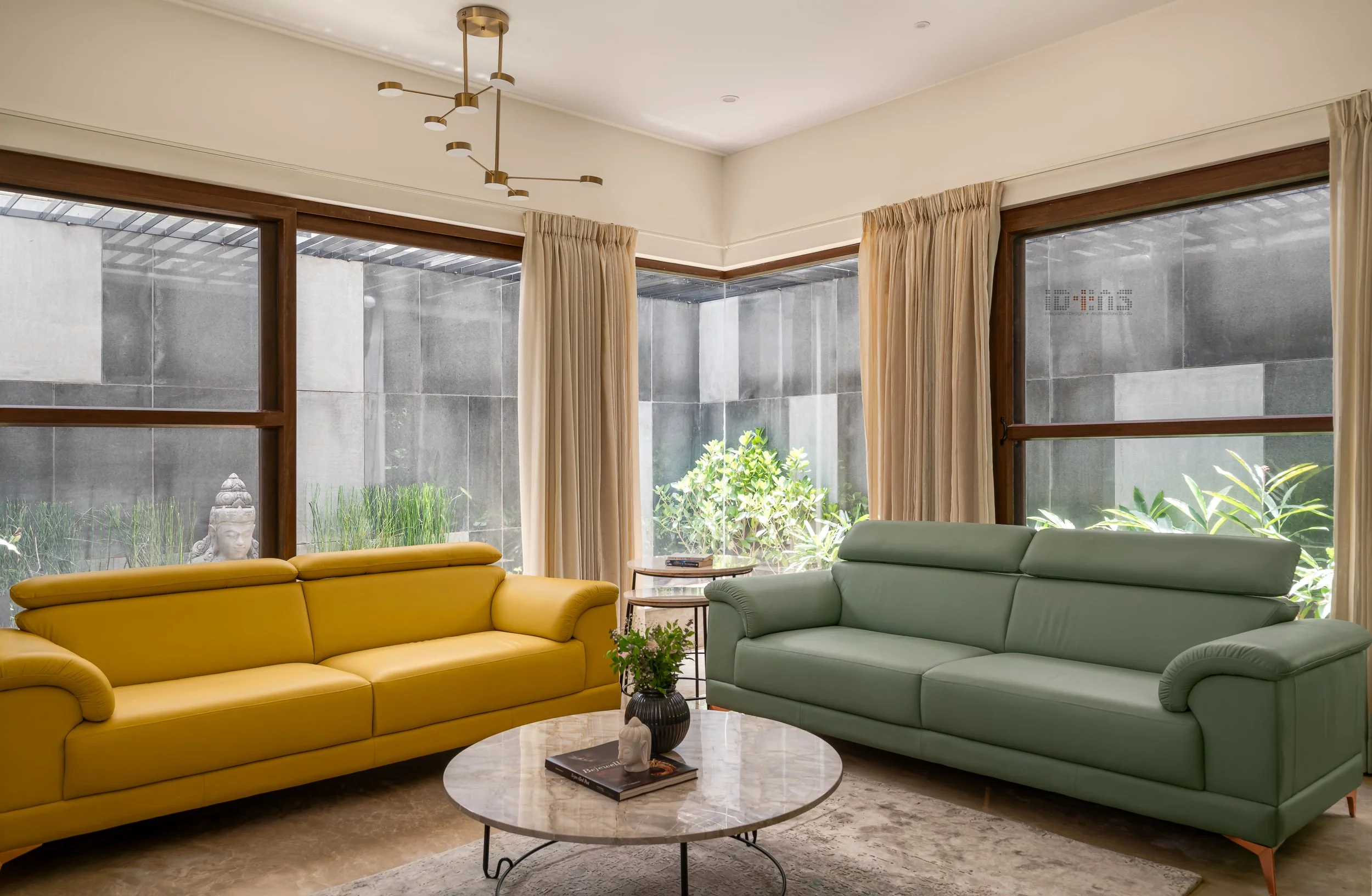 Corner window and the two sofas