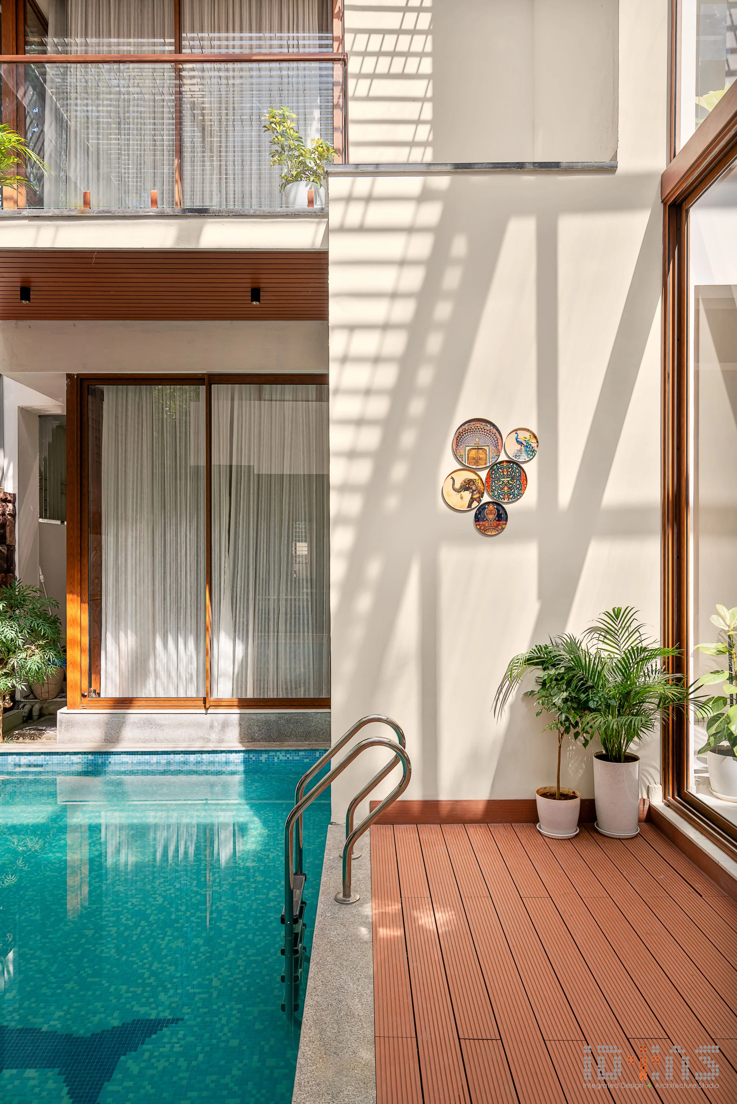 Water against the timber deck