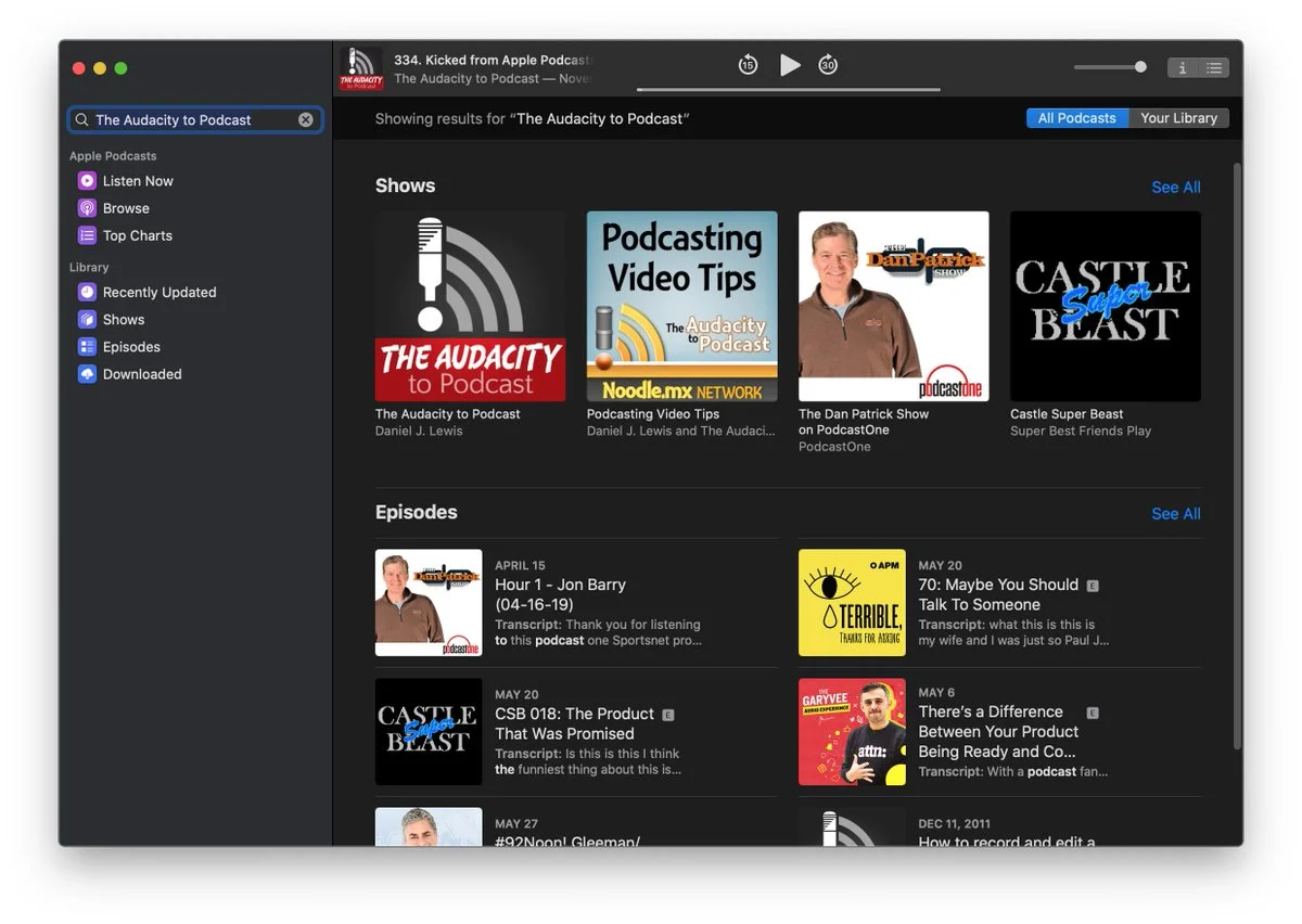 You can see the “Transcript” section on this screen shot captured by Daniel J. Lewis.
