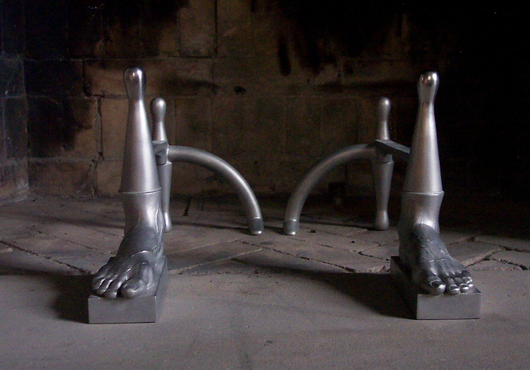  Warm Feet&nbsp;1999 andirons, stainless steel 