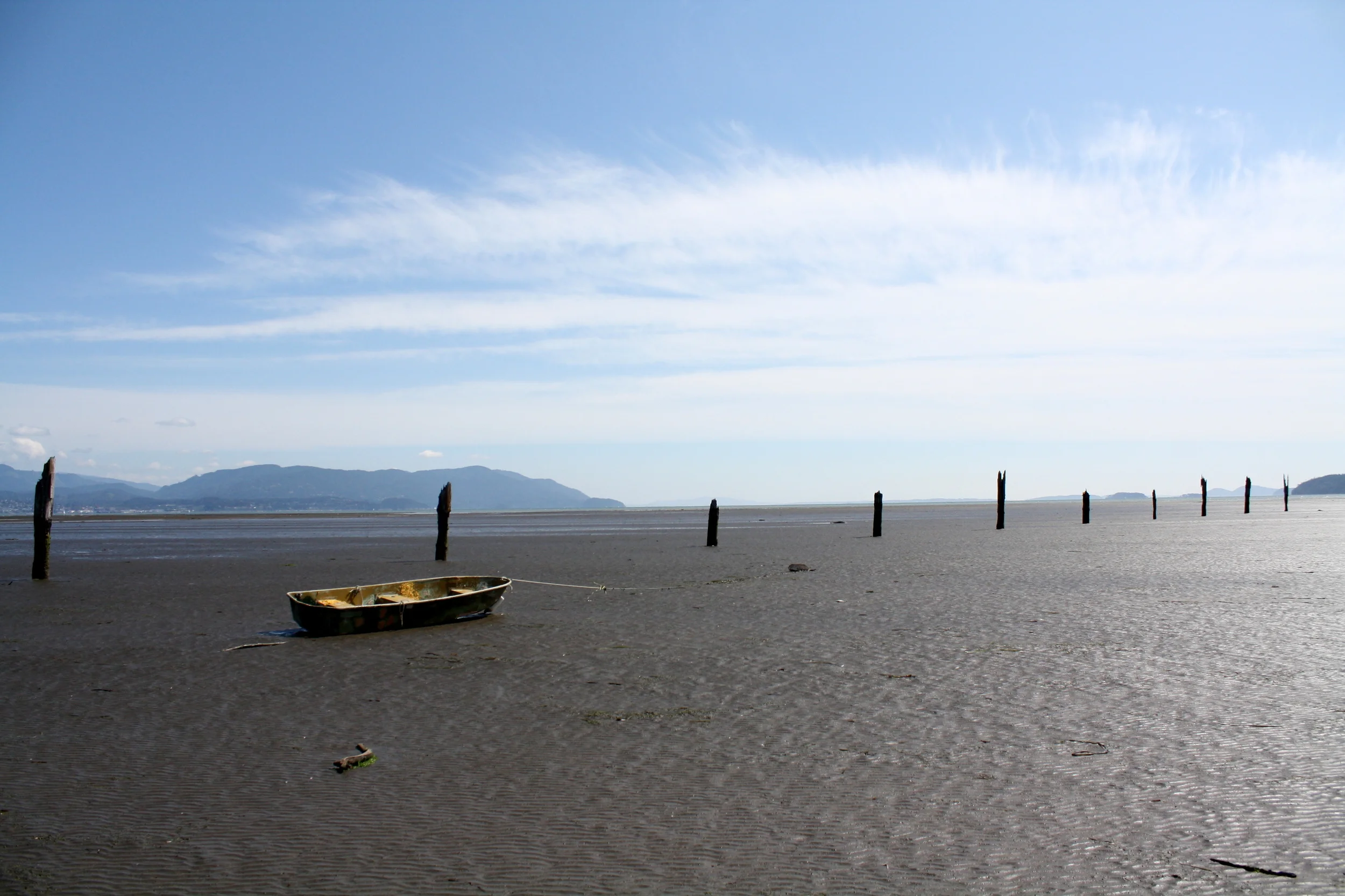  Low tide in Bellingham Bay, WA renders a rowboat temporarily useless. 