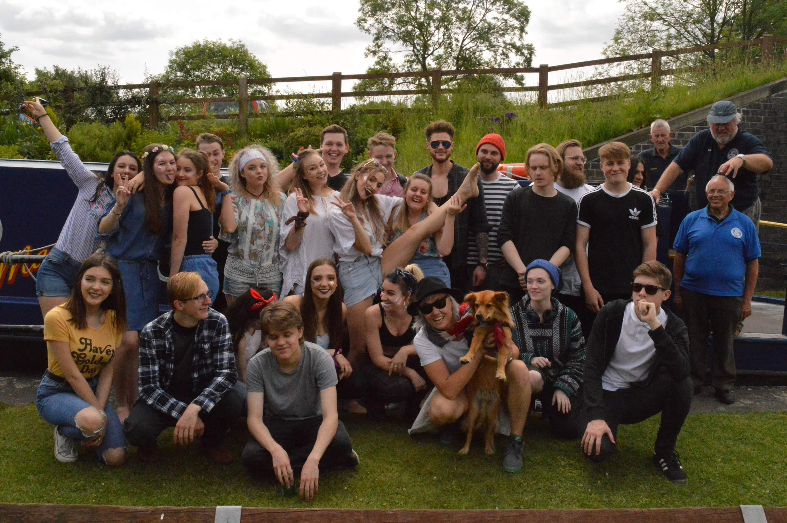 Full cast after filming at The Chesterfield Canal