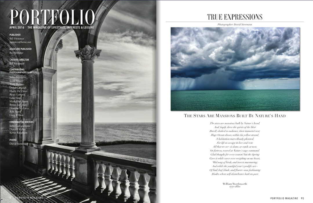 A few more pages highlighting our work. The left image was captured in Newport Rhode Island and the right image of a thunderhead was shot on the Gulf Coast of Florida
