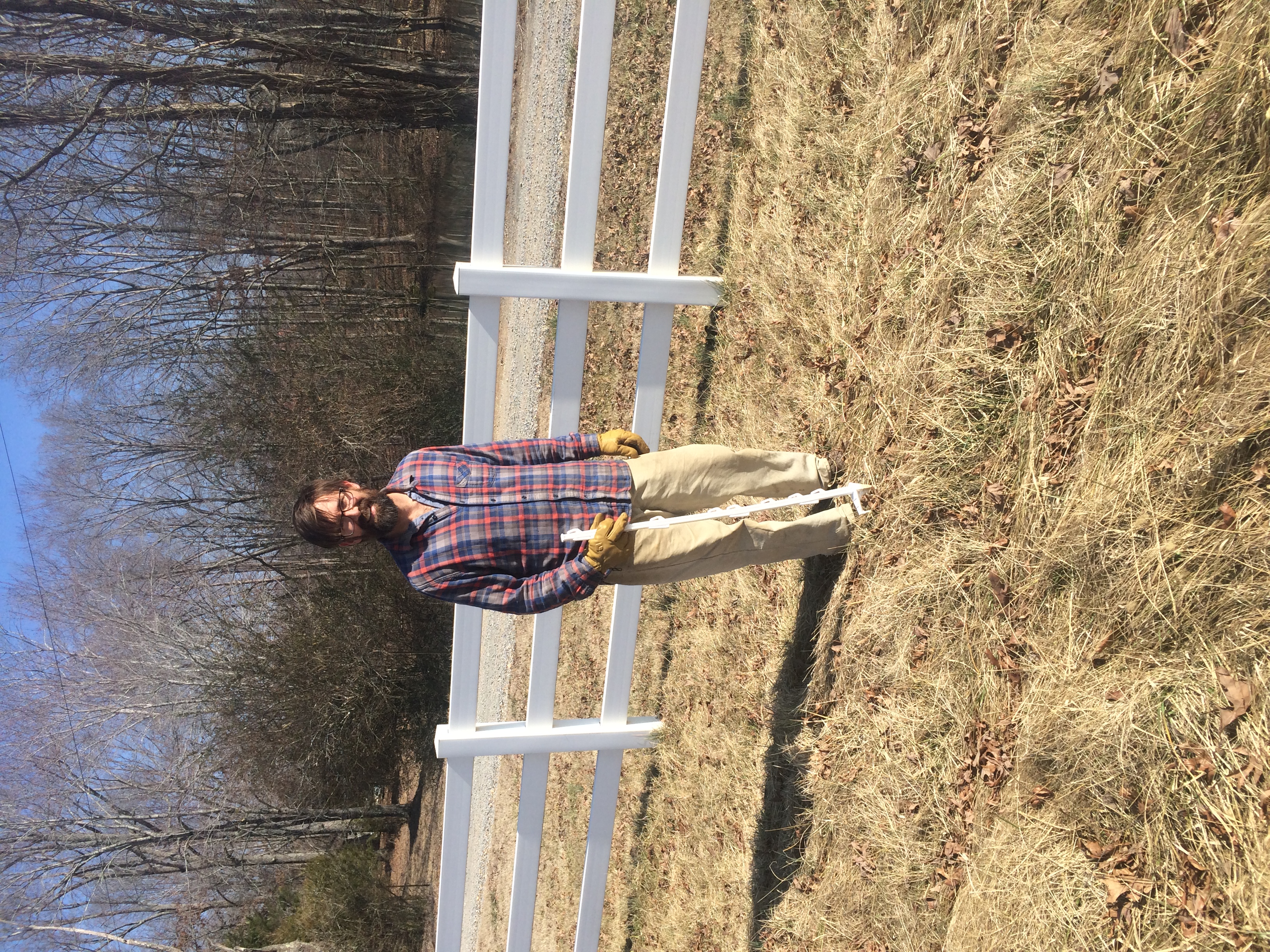 Jesse setting up electric fencing posts for the cattle.&nbsp;