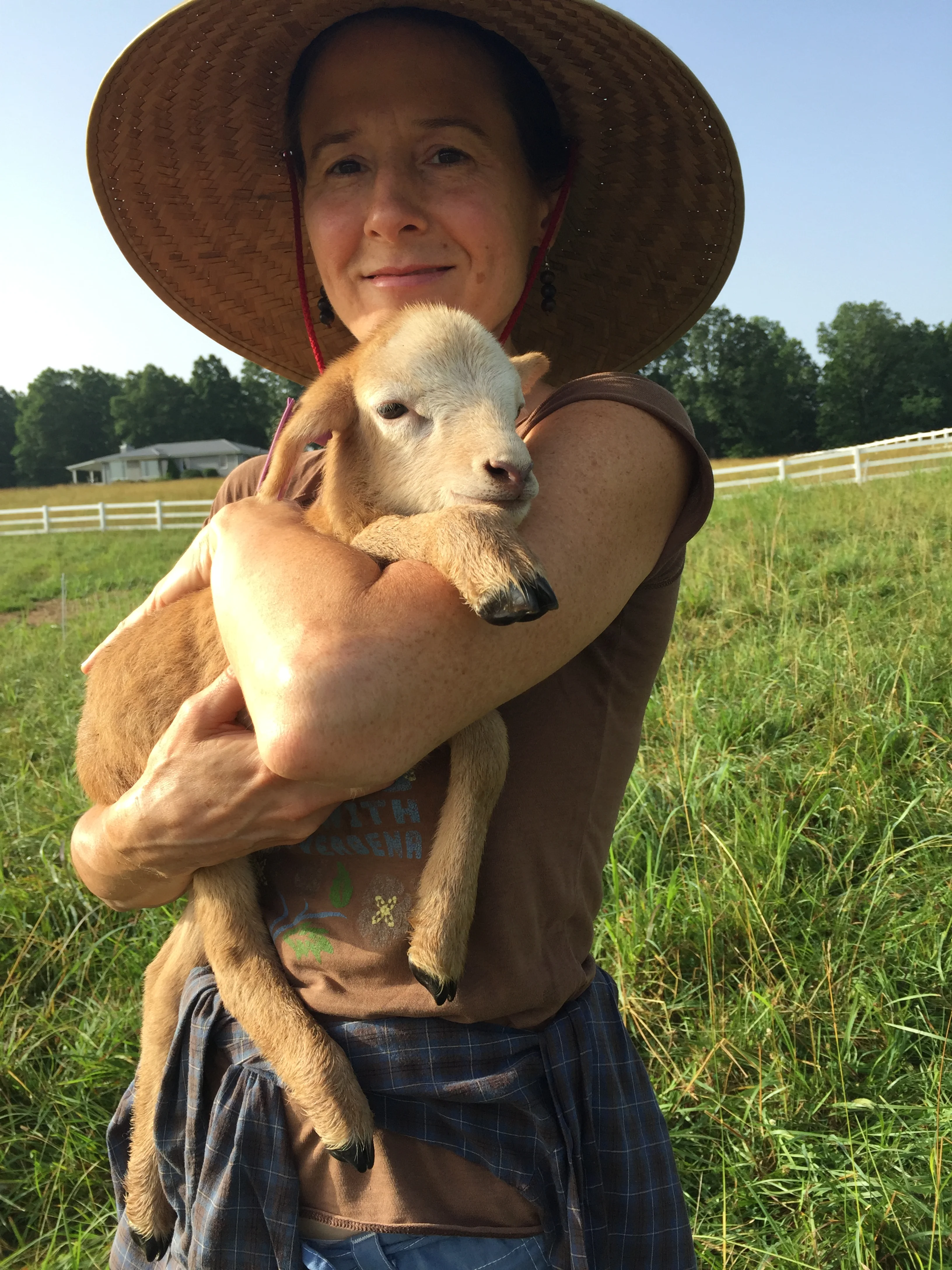 Hilary and a lamb