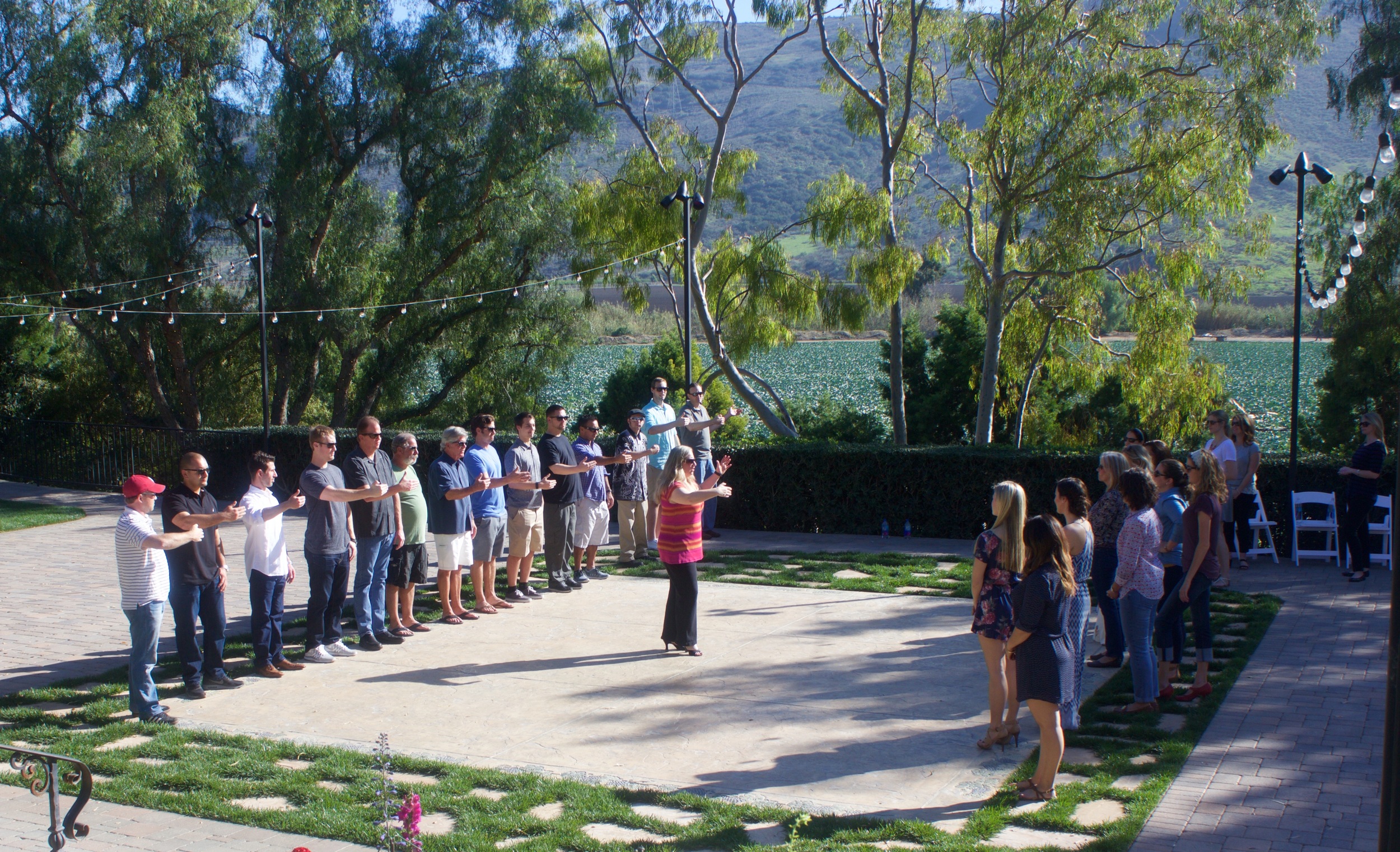 Janet Snyder of Dance Ten teaches our grooms how to lead.
