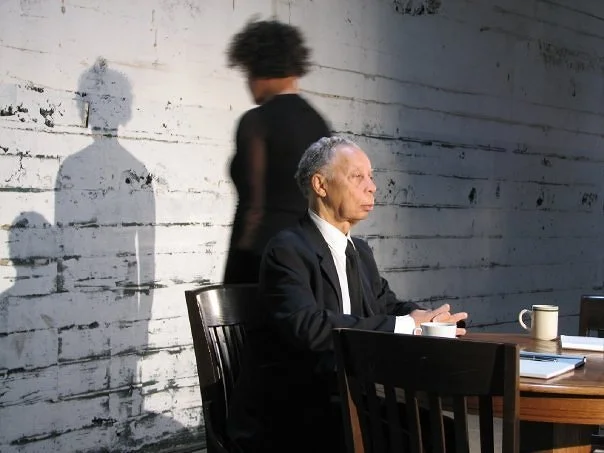 Carrie Mae Weems and Dr. Richard Long at Carrie's photo and video shoot for her 2008 exhibition, Constructing History: A Requiem to Mark the Moment . Photo by Michael Moss. 