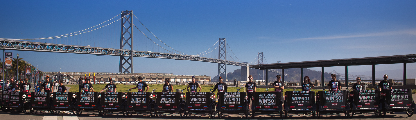 Pedicab Line & San Francisco Bay Bridge