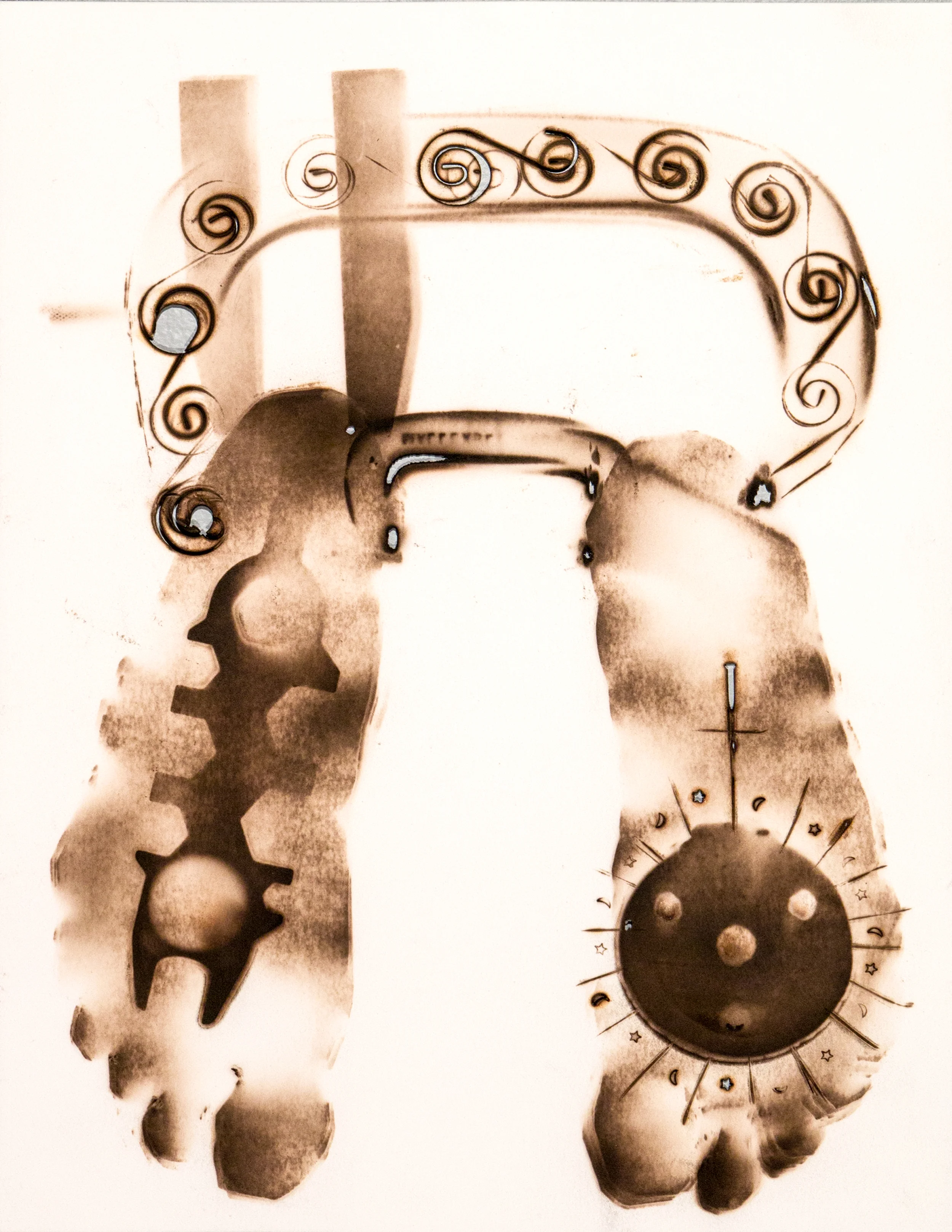 Firewalker , 2015, burning on paper, 12" x 16”
