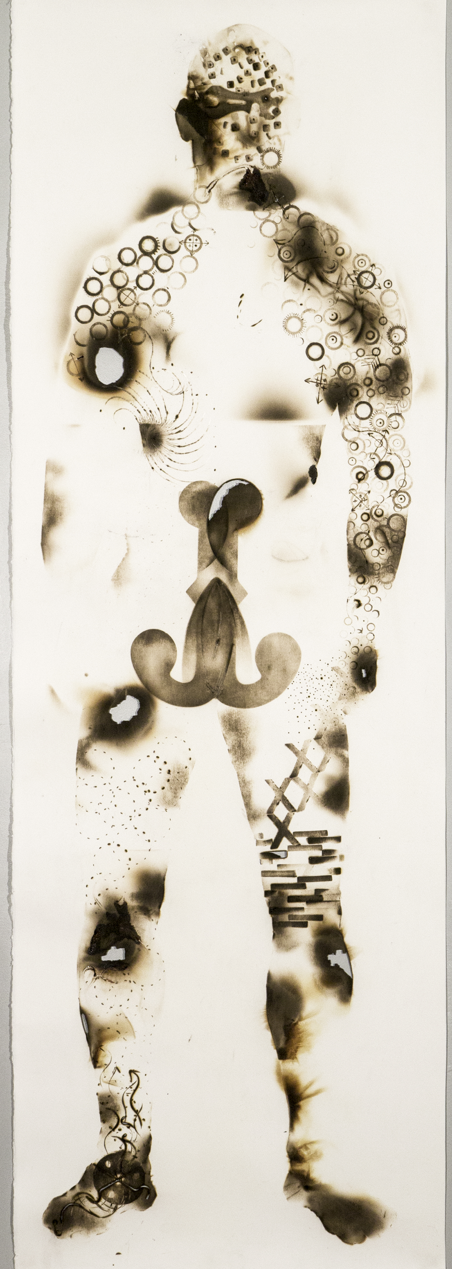 Closer , 2015, burning on paper, 6 feet x 24"