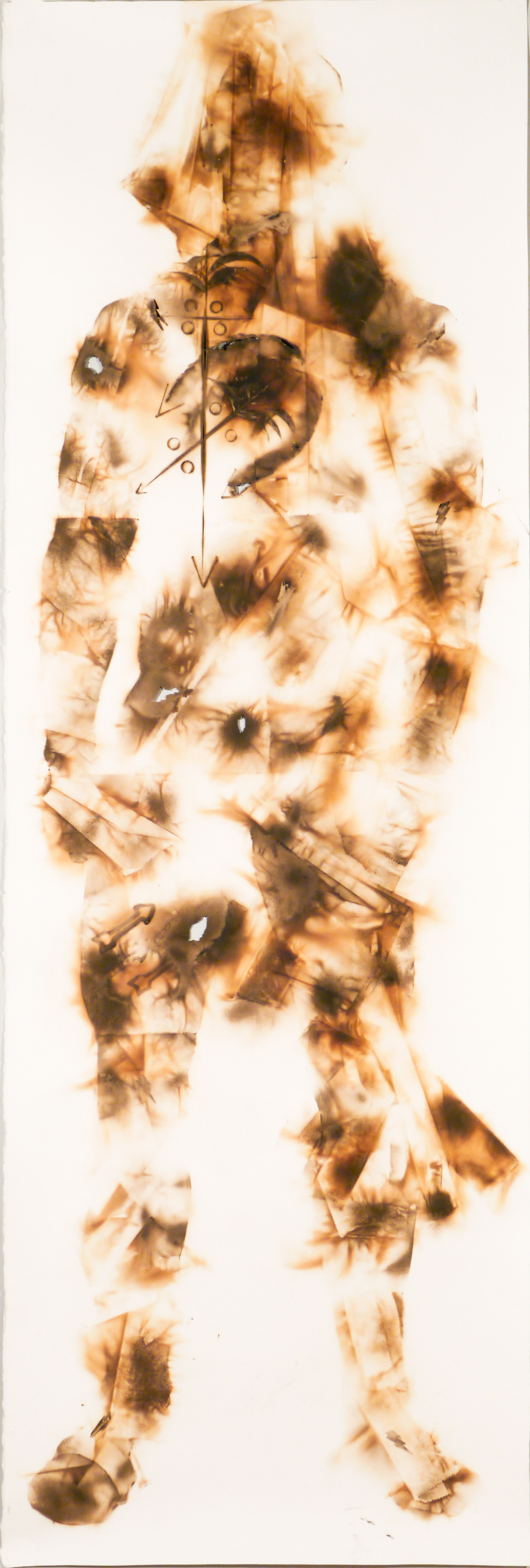 Stop Being Afraid, 2015, burning on paper, 6 feet x 24"