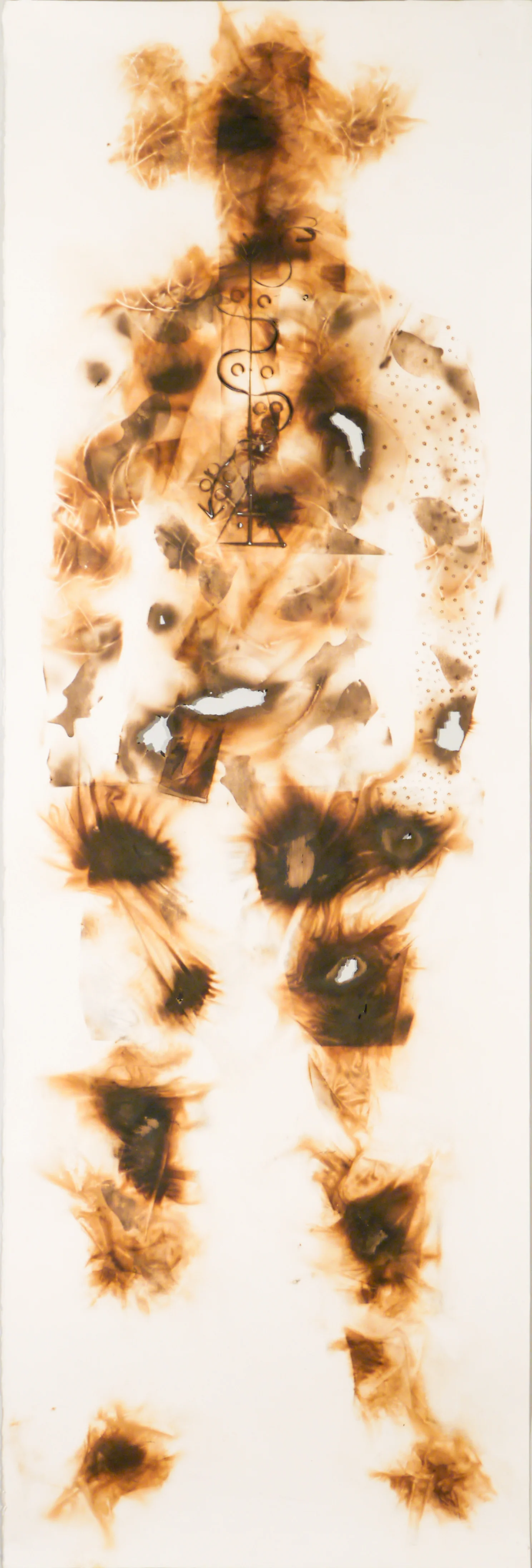 Pulled from the Fire, 2015, burning on paper, 6 feet x 24"
