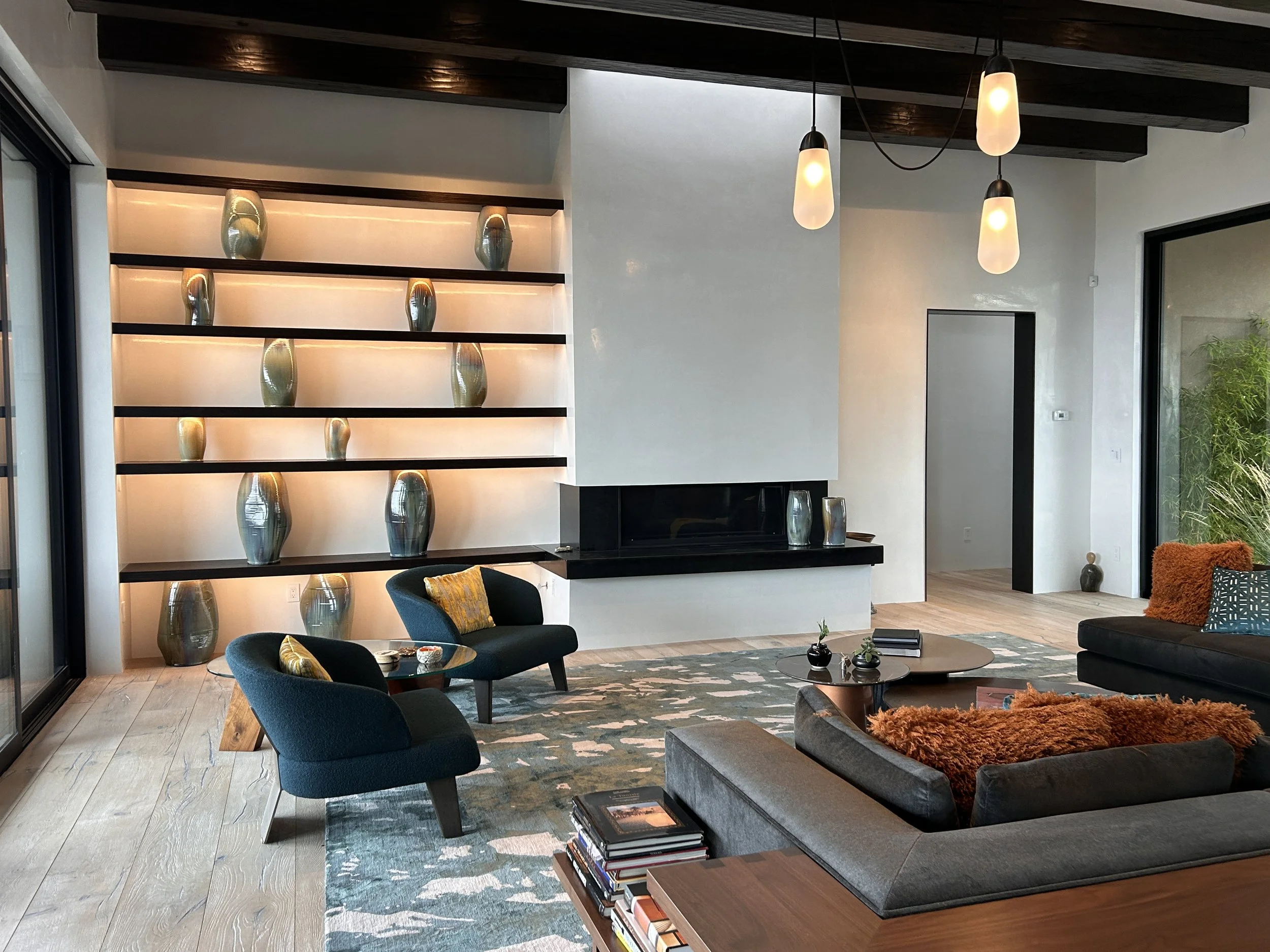  This bookshelf comes to life in an estate in Santa Fe, custom designed in collaboration with  Chandler Prewitt Design  and fueled by innovative software tools from  Andrew Drakeford . Each ceramic piece is  3D printed  and then  wood-fired for four 