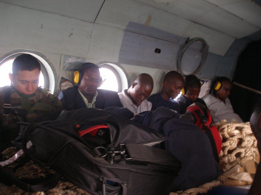 During the helicopter ride from Kindu to Kasongo