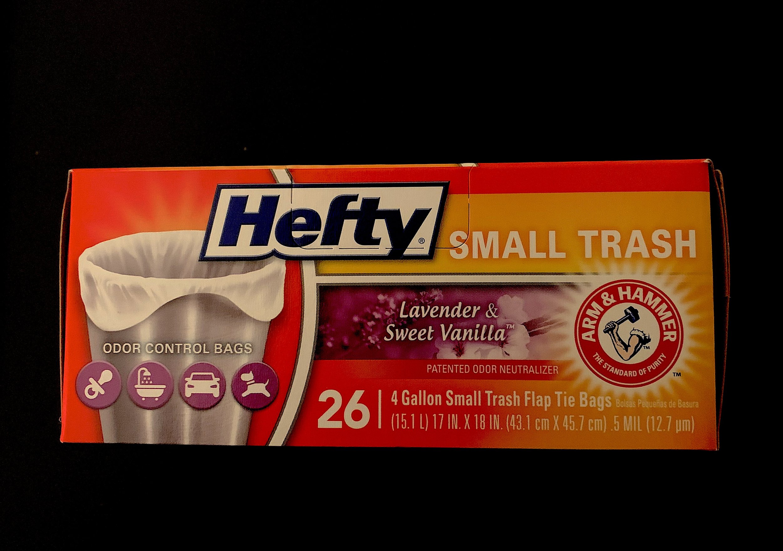 Hefty Flap Tie Small Trash Bags - Lavender Sweet Vanilla, 4 Gallon