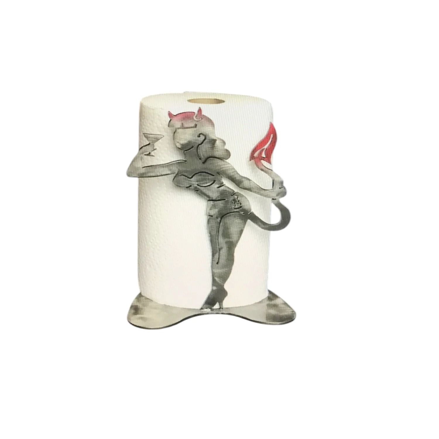 Devil Girl Metal Paper Towel Holder Red Tail