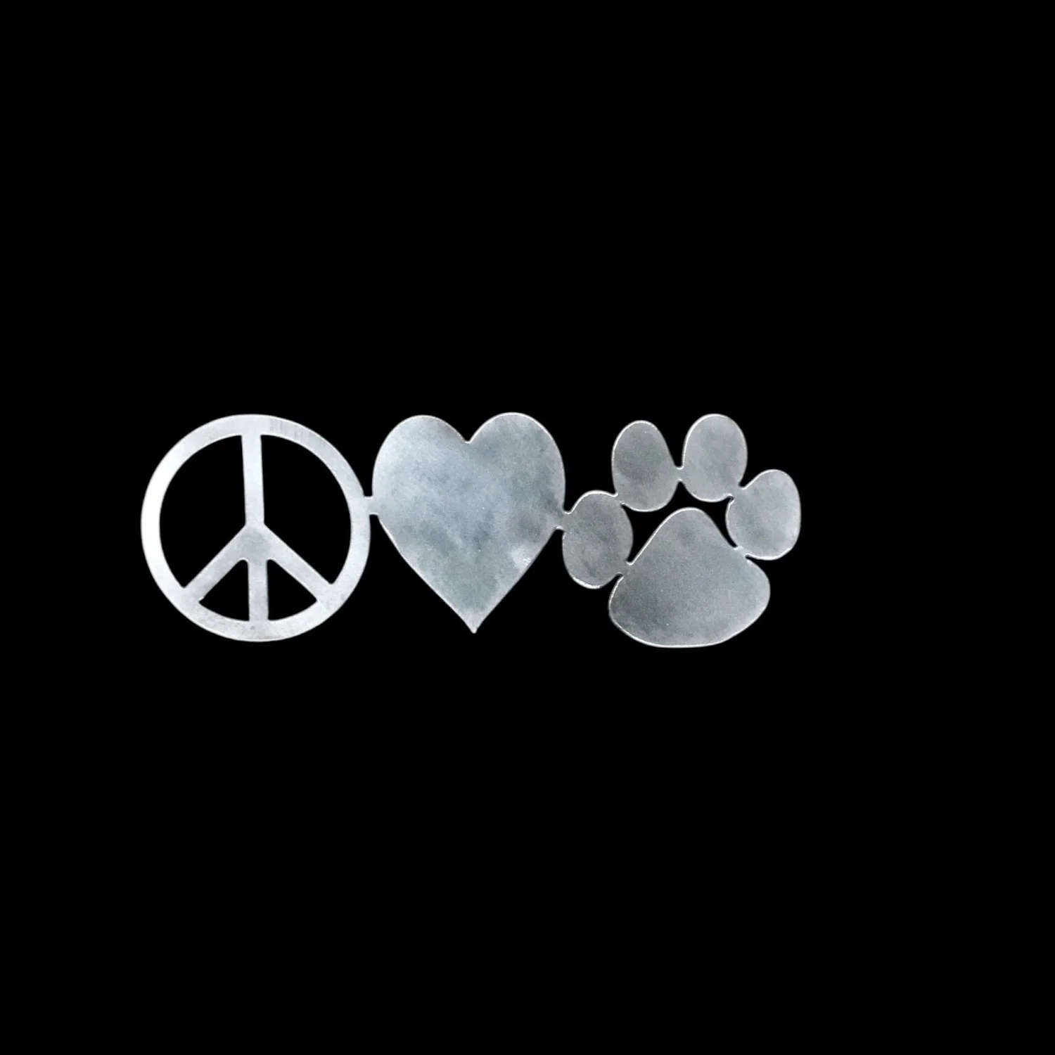 Peace Love Paw Print metal cut out