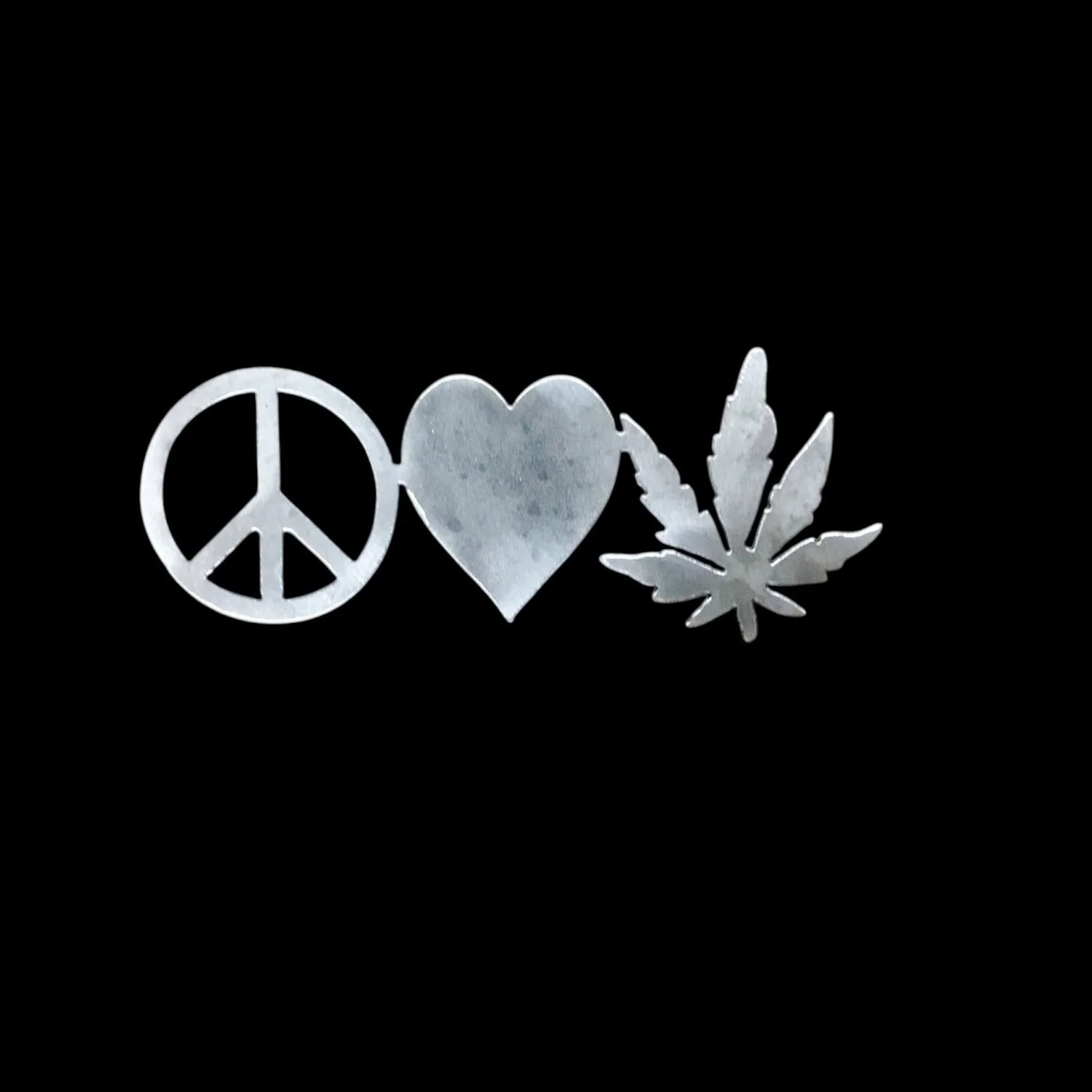 Peace Love Weed metal cut out