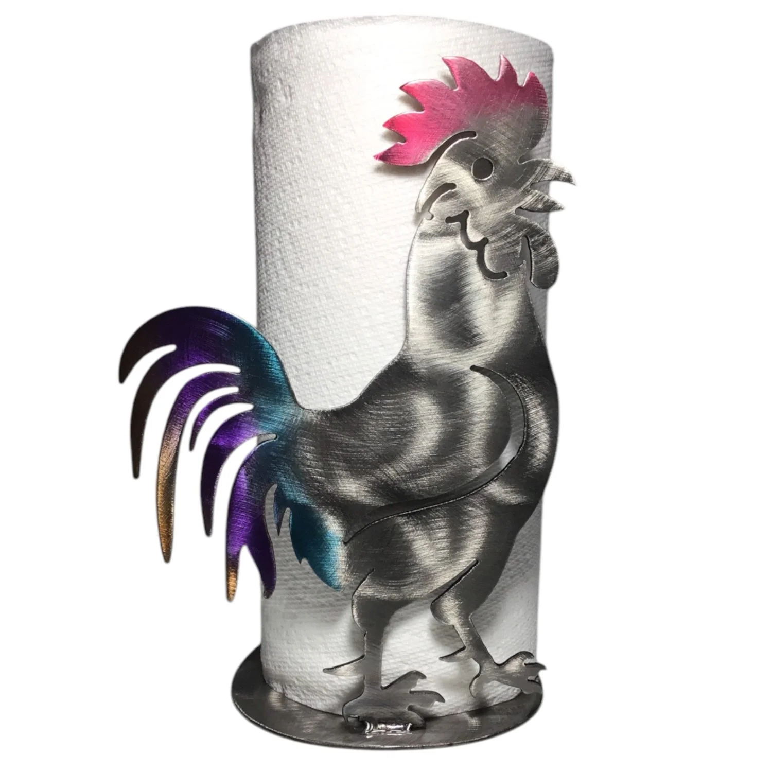 Rooster metal paper towel holder