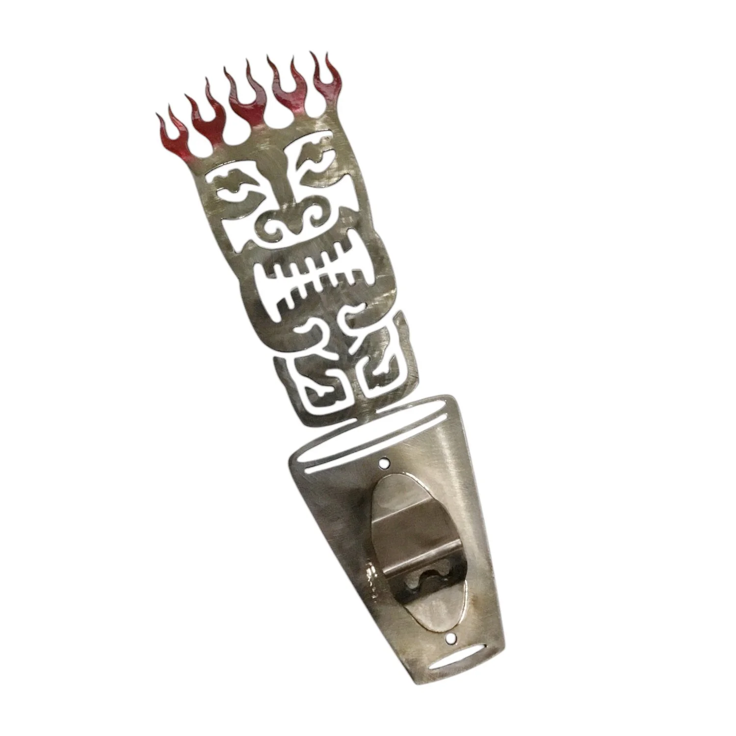 Tiki Metal Wall Mount Bottle Opener - Red Flames