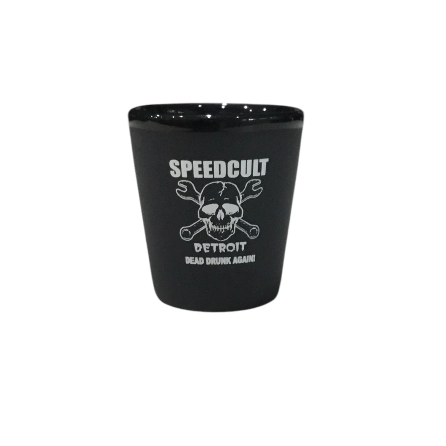 Speedcult New Skull Black Shot Glass Dead Drunk Again