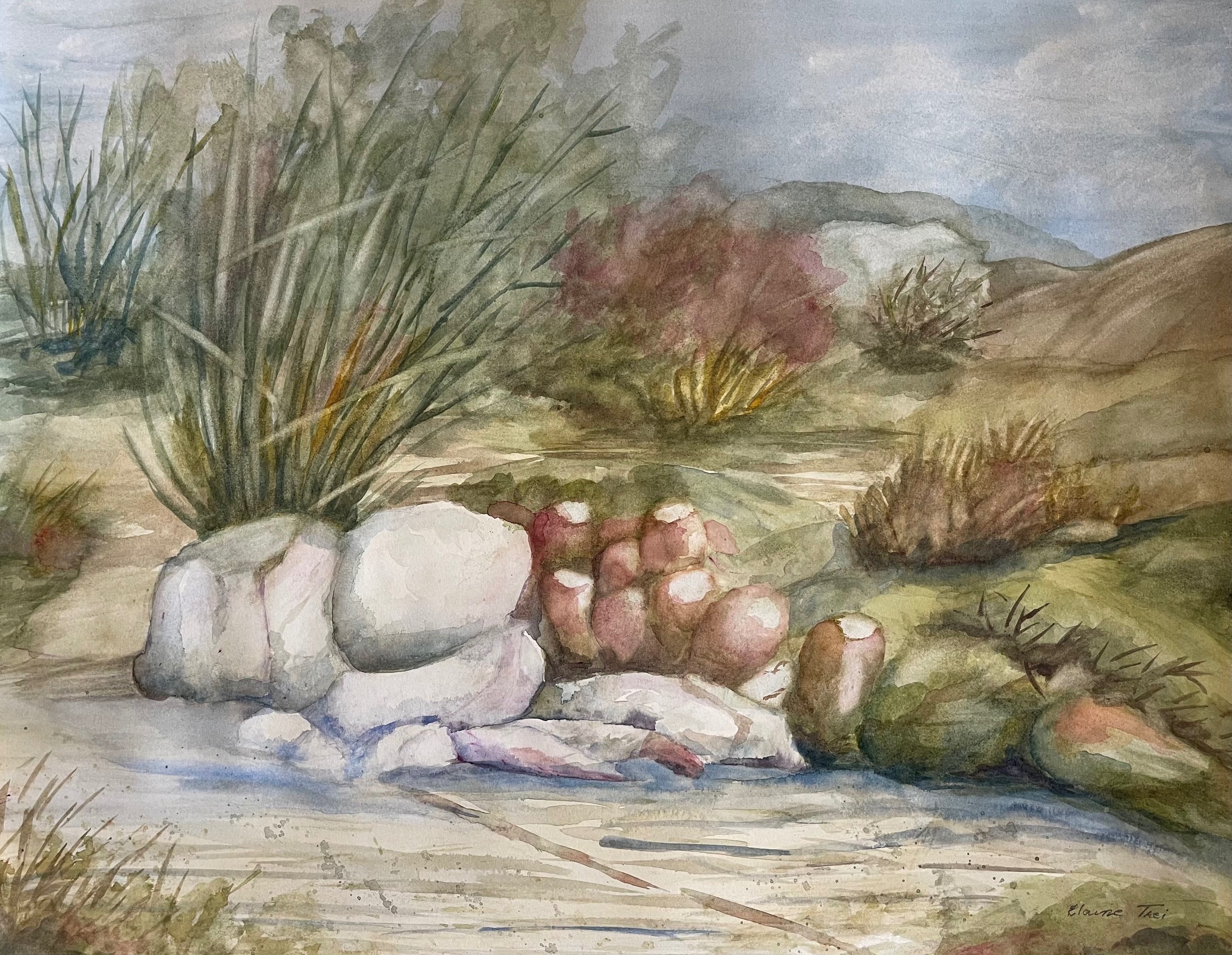 desert Josuha Tree greens watercolor