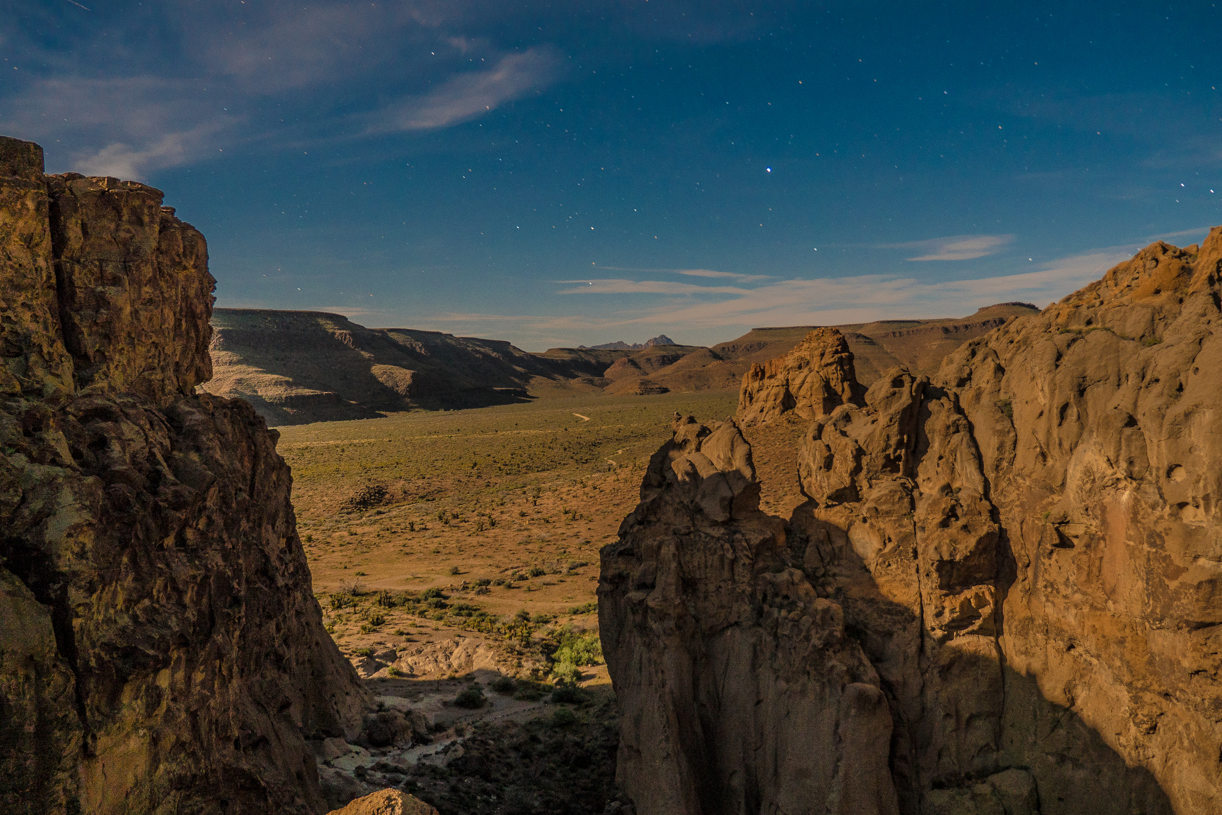 A full moon on this trip made the stars not pop as much but sure did light up Banshee Canyon. This shot was taken just after moonrise.