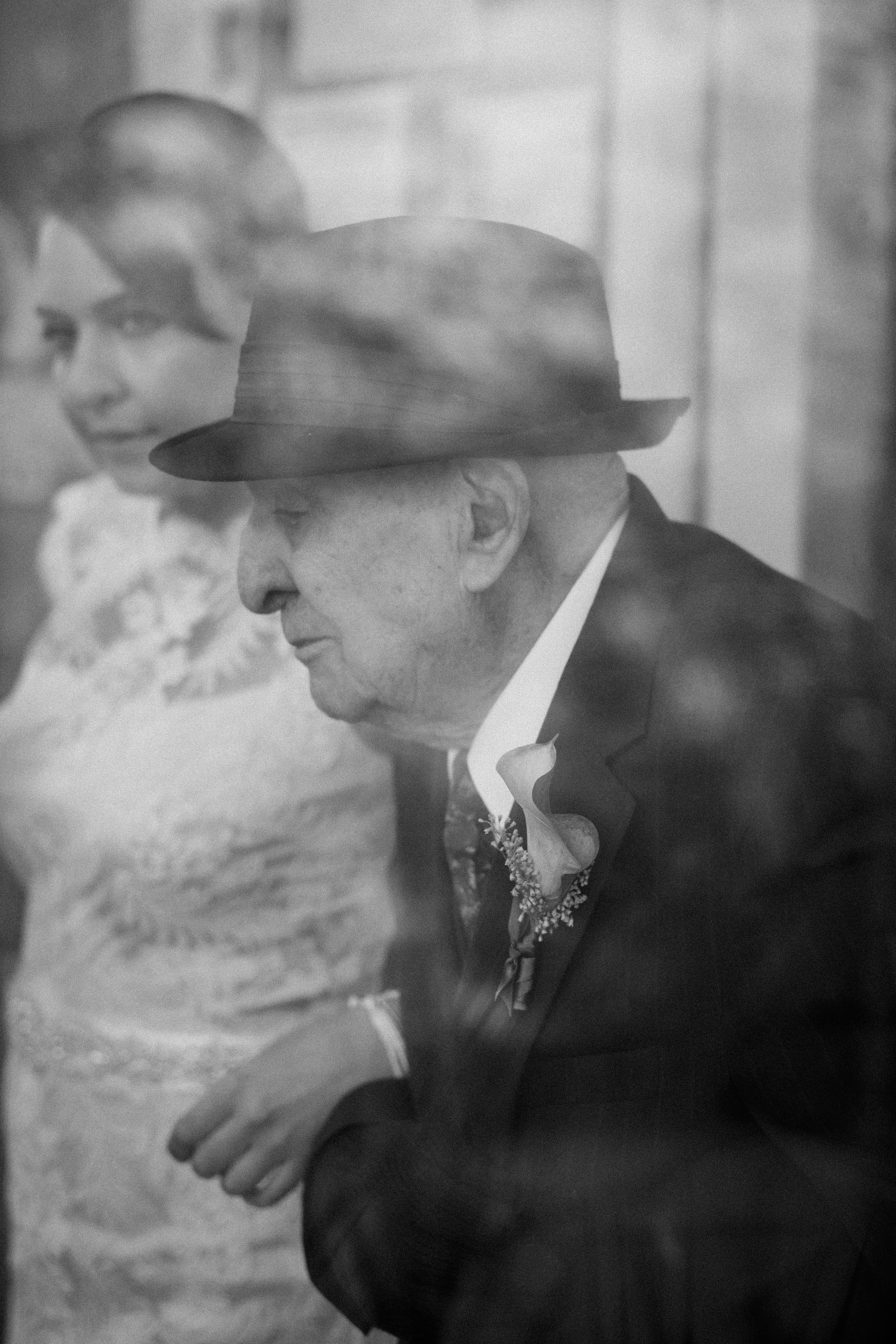 Baldwin Hills bride and grandfather posing for wedding portraits