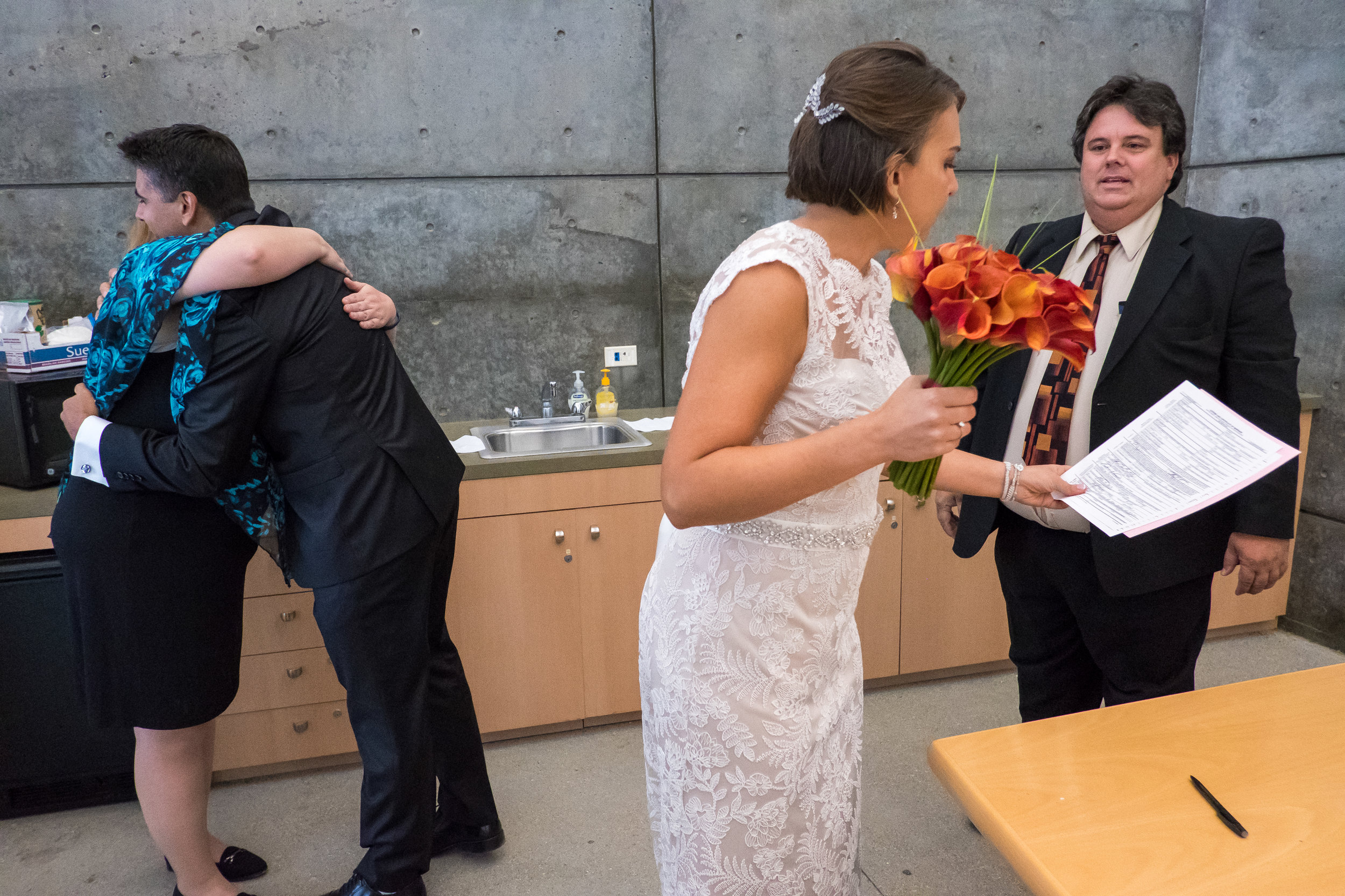 Bridal couple and their witnesses at a wedding in Baldwin Hills