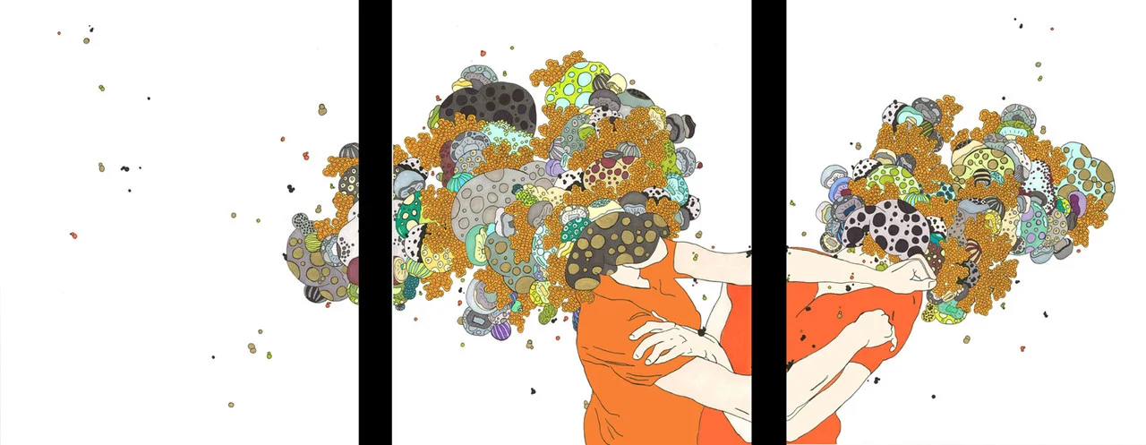 W#29, 2014 Micropigment and Alcohol Ink, 18k Gold Leaf 33 x 14 in. 
