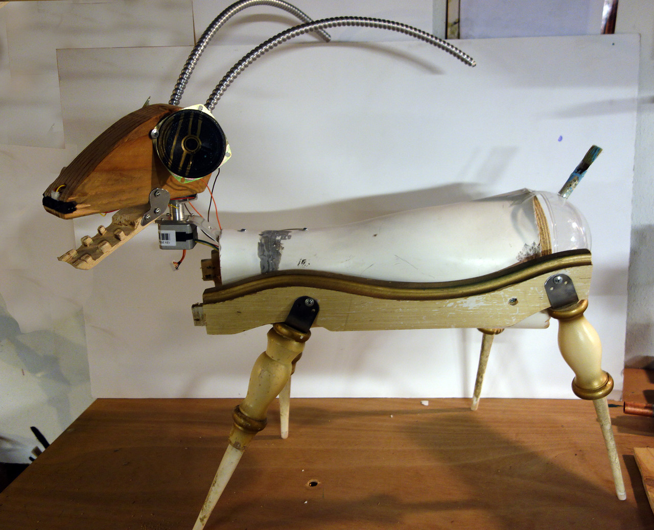 Goat , 2015 Found Materials, Electronics, Wood, Metal 30 x 30 x 10 in.