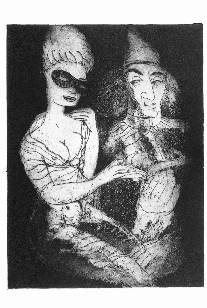 Marquis de Sade , 2001 Etching with Aquatint 24 x 18 in.