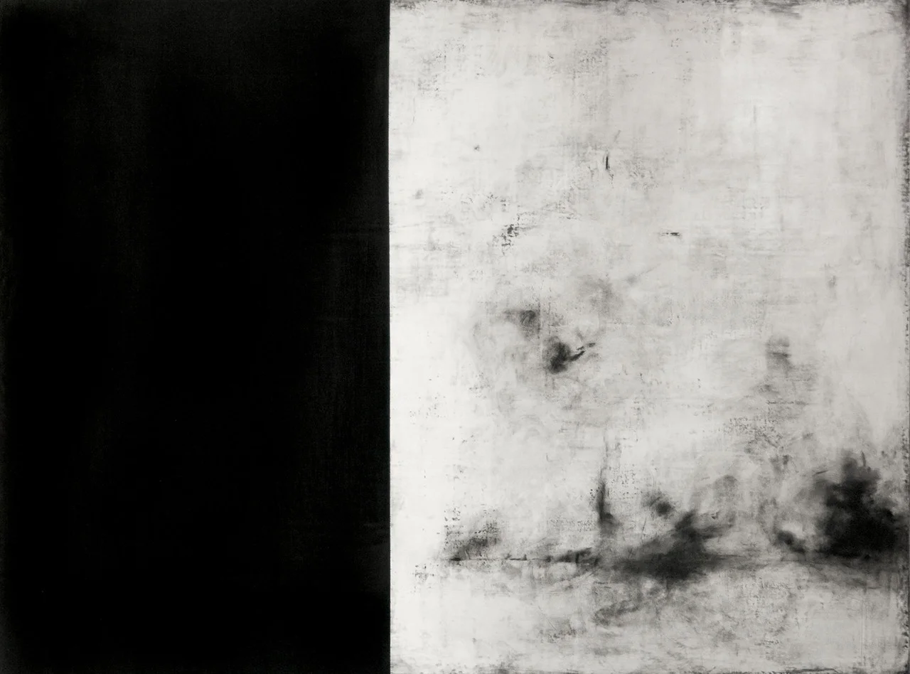 Wuthering , 2014 Gesso, Charcoal, Graphite, Pigment, Wax, Wood 48 x 36 in.