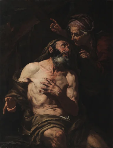 Job Cursed by His Wife Oil on Canvas 44 x 34 1/2 inches