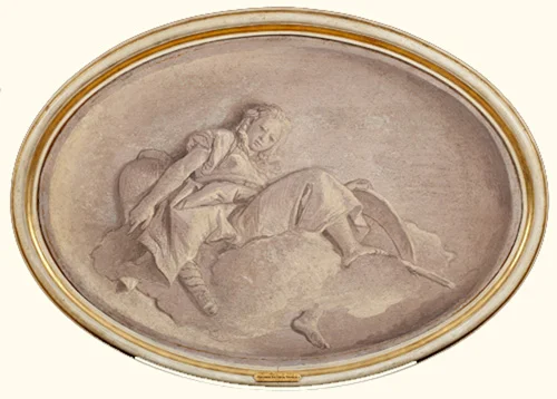 An Allegory of War Fresco Transferred to Canvas, Oval 26 x 38 in. 