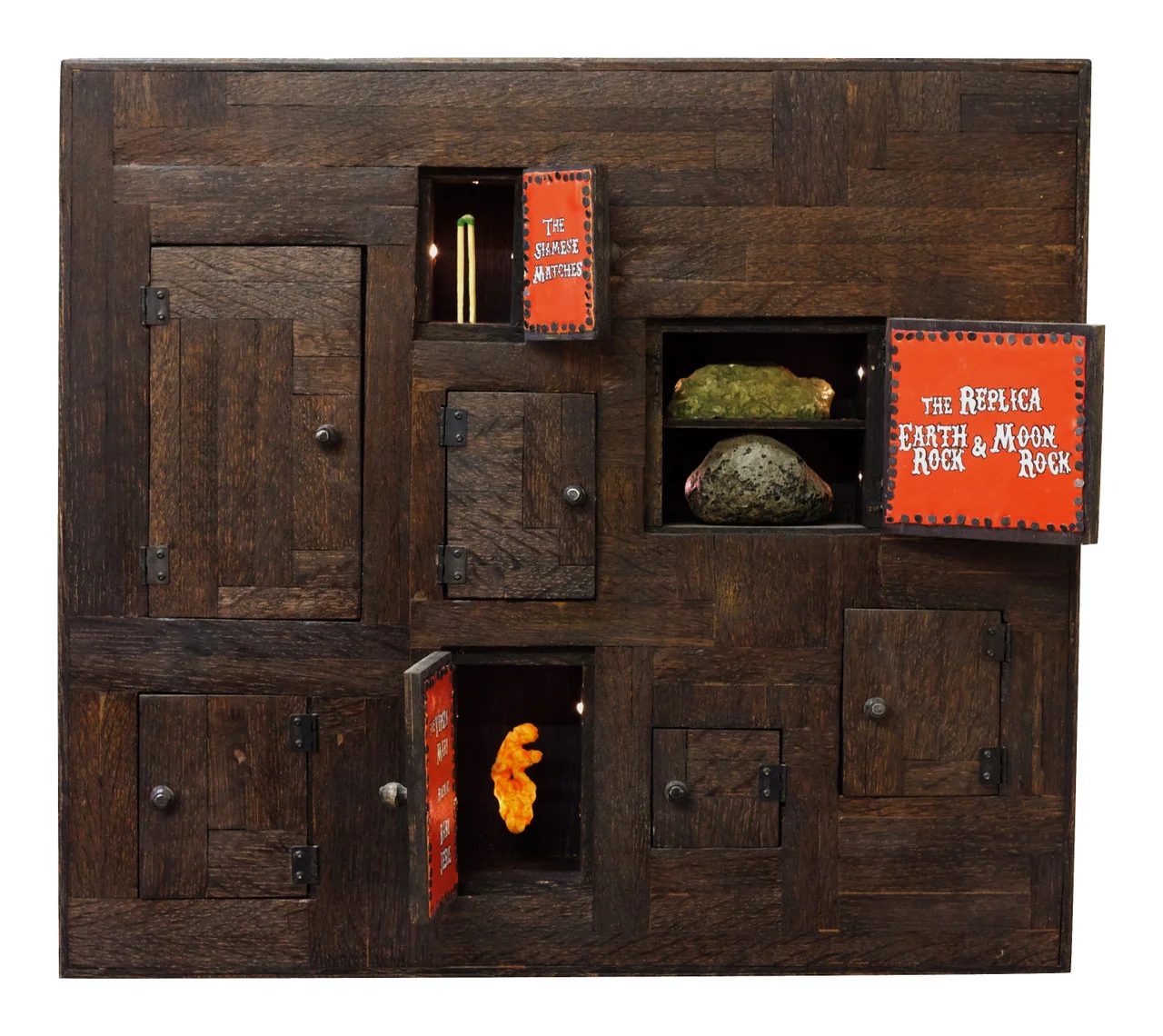 The Budget Sideshow , 2013 Handmade Oak Cabinet, LED Lights 20 x 20 x 6 in.