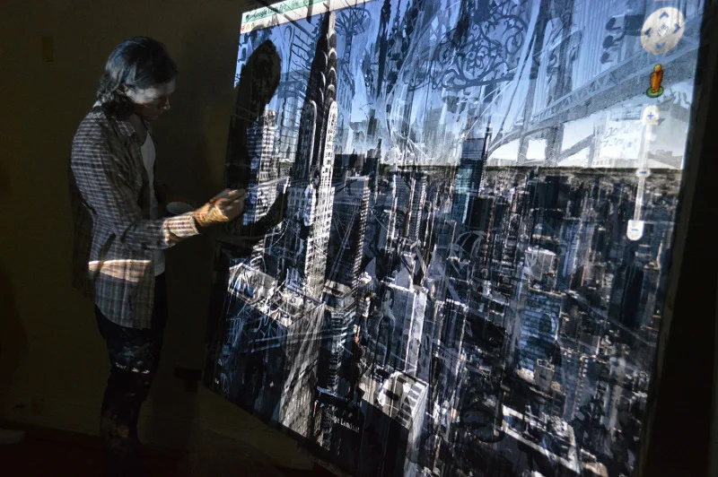(un)YC , 2015 Oil, Video, Performance 72 x 41 in. 