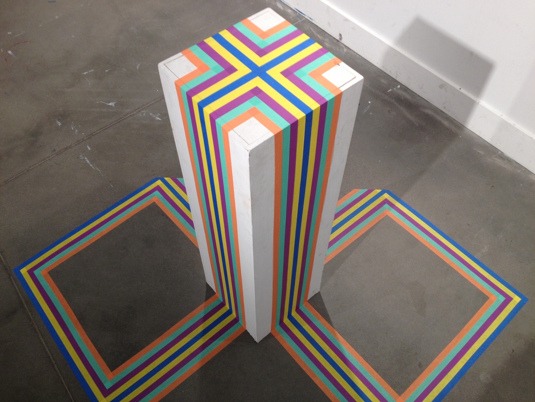 Crest , 2014 Masking tape, pedestal 5 x 5 x 4.5 ft.