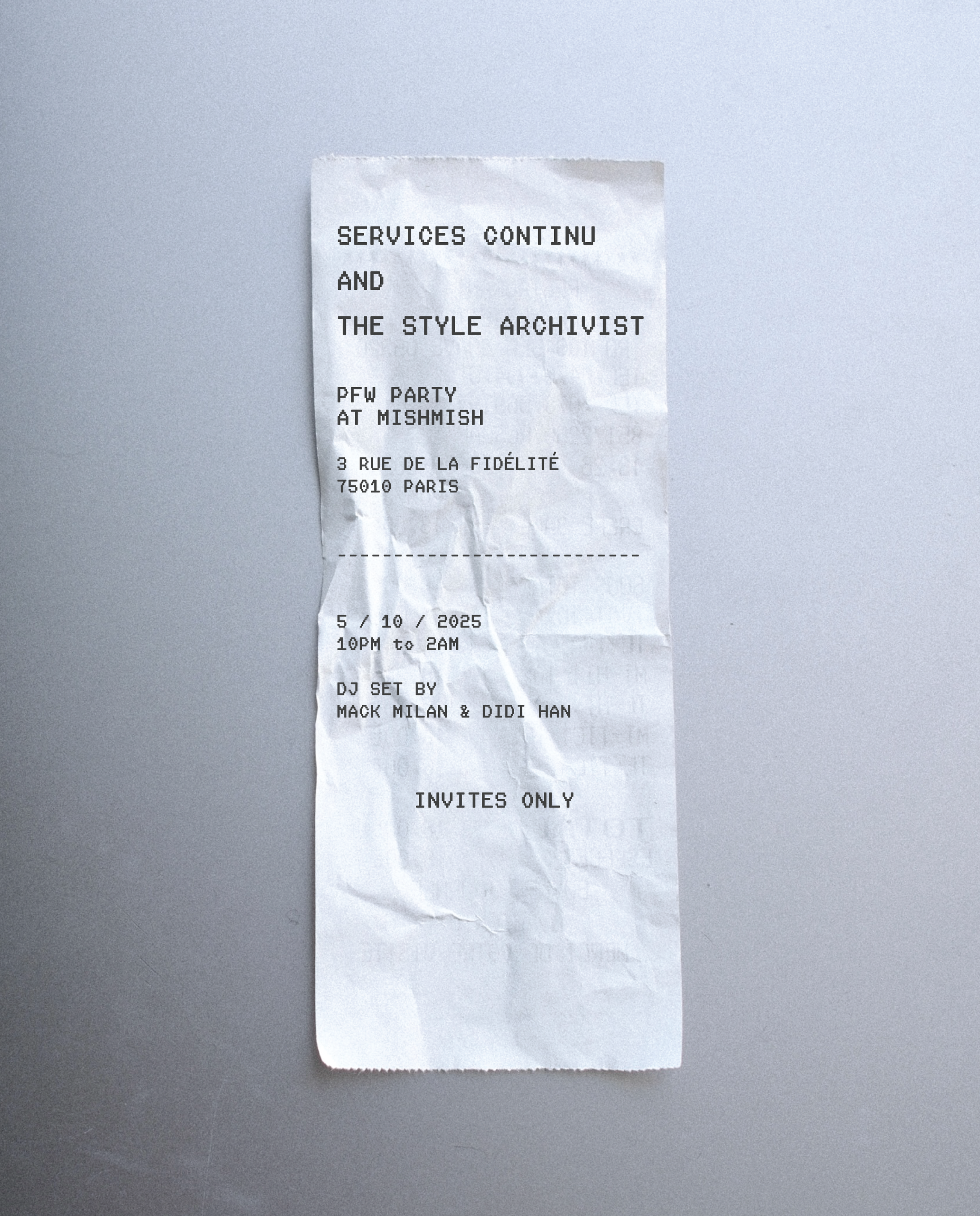 Services Continu x The Style Archivist Party Invite