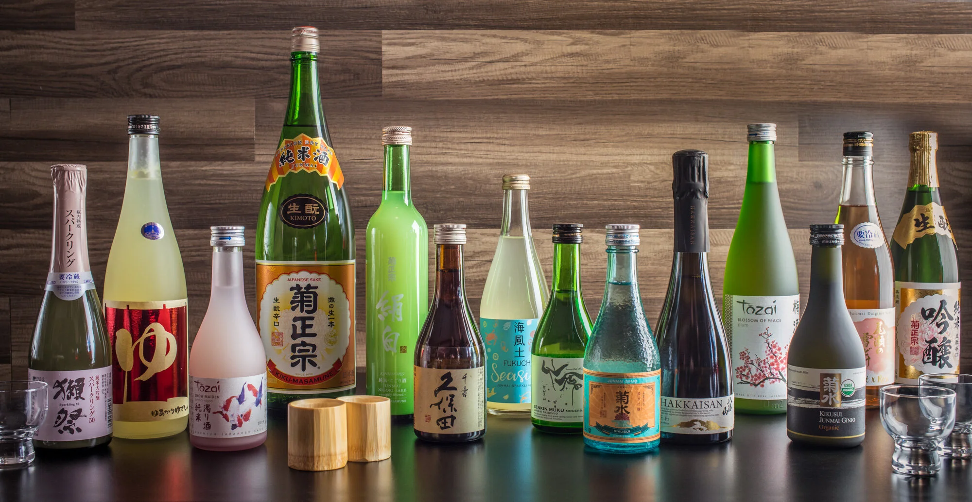 The whole saki selection at ramen restaurant