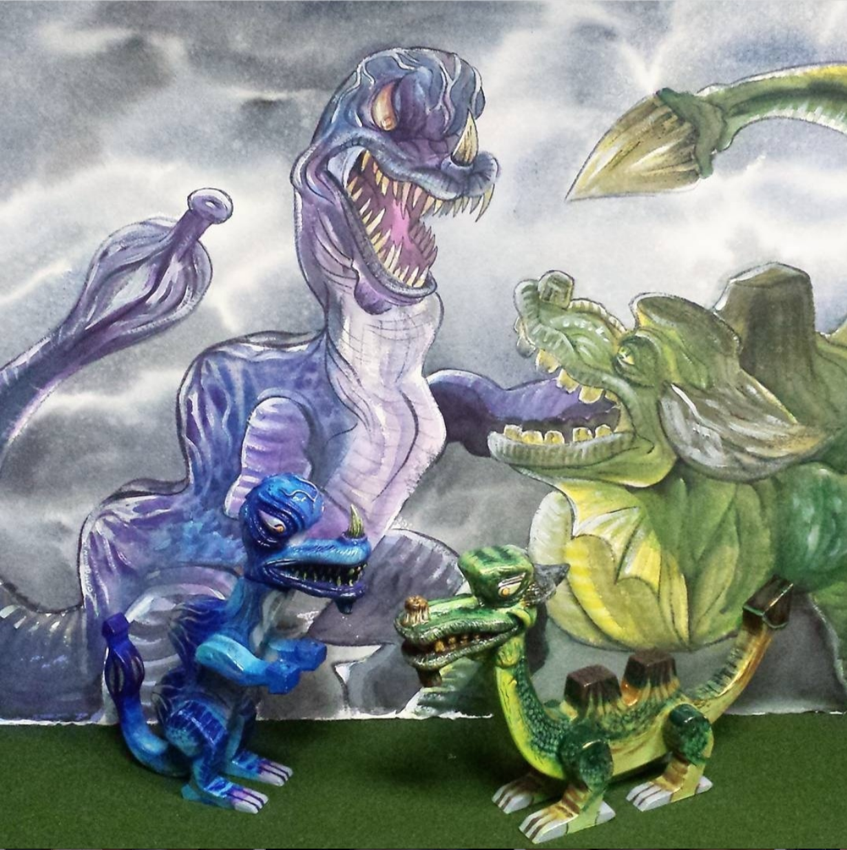  2017 Ancient Dragons - figures and watercolor painting 